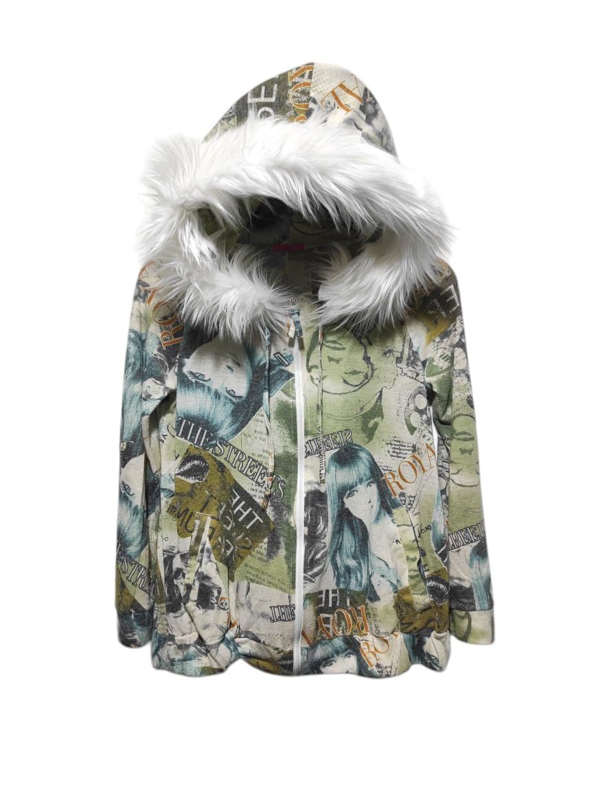 Vest LGB If Six Was Nine Style Faux Fur Zip Hood Vintage