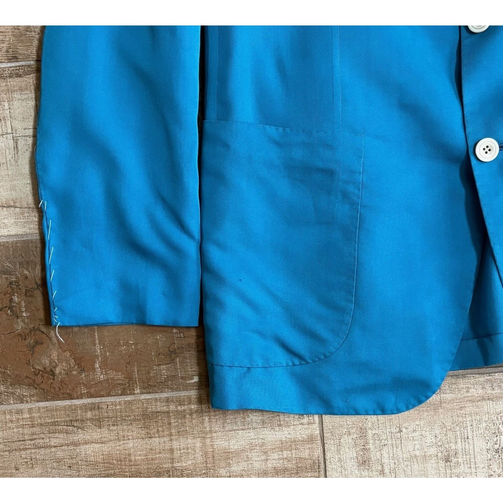 Kiton $8300 NWT KITON Napoli Blue Silk Wool Blazer 3 Button 46/56R Size 46R - 4 Thumbnail