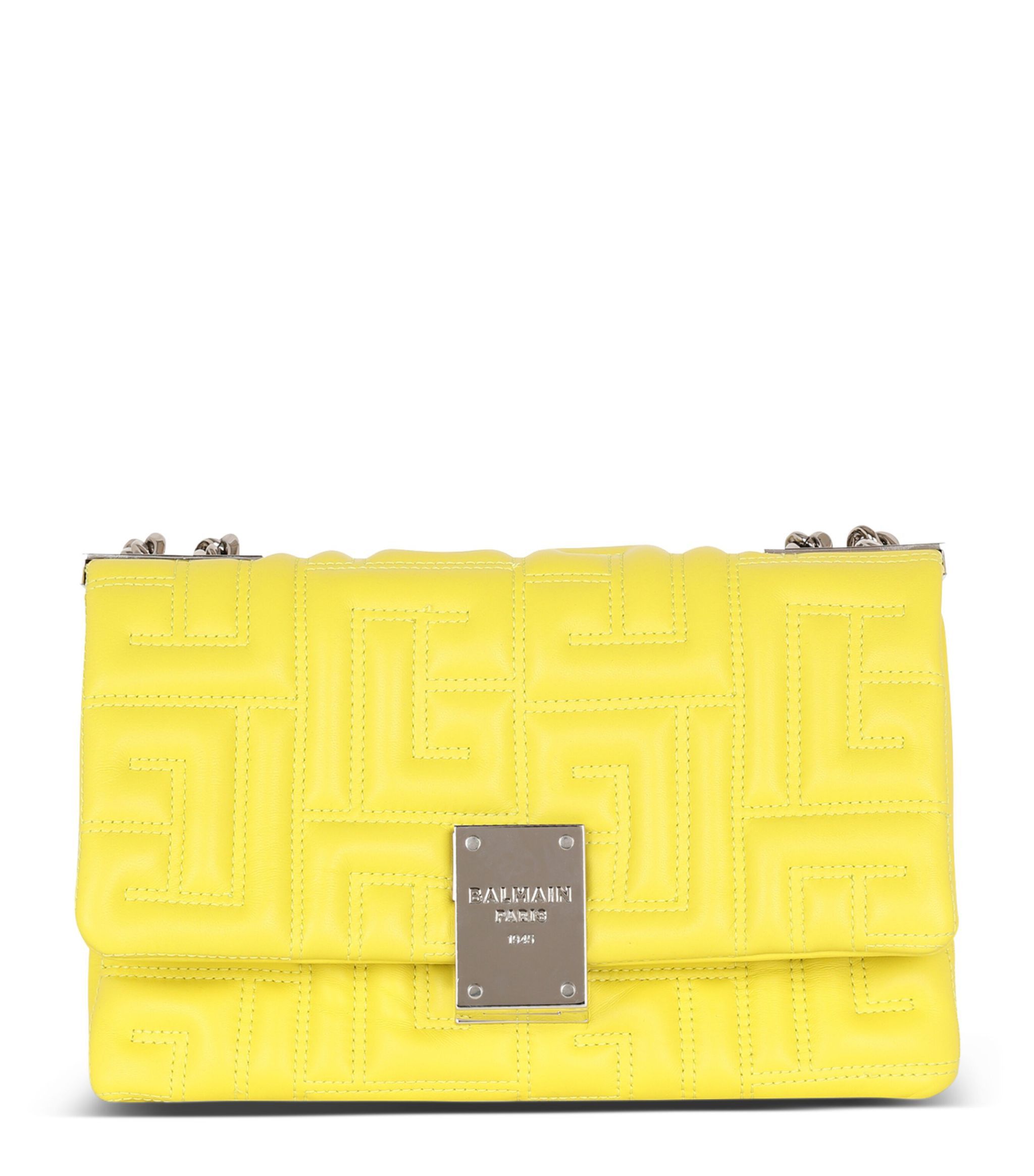 Balmain o1w1db10624 Soft Bag Small Quilted Lambskin Yellow Size ONE SIZE - 1 Thumbnail