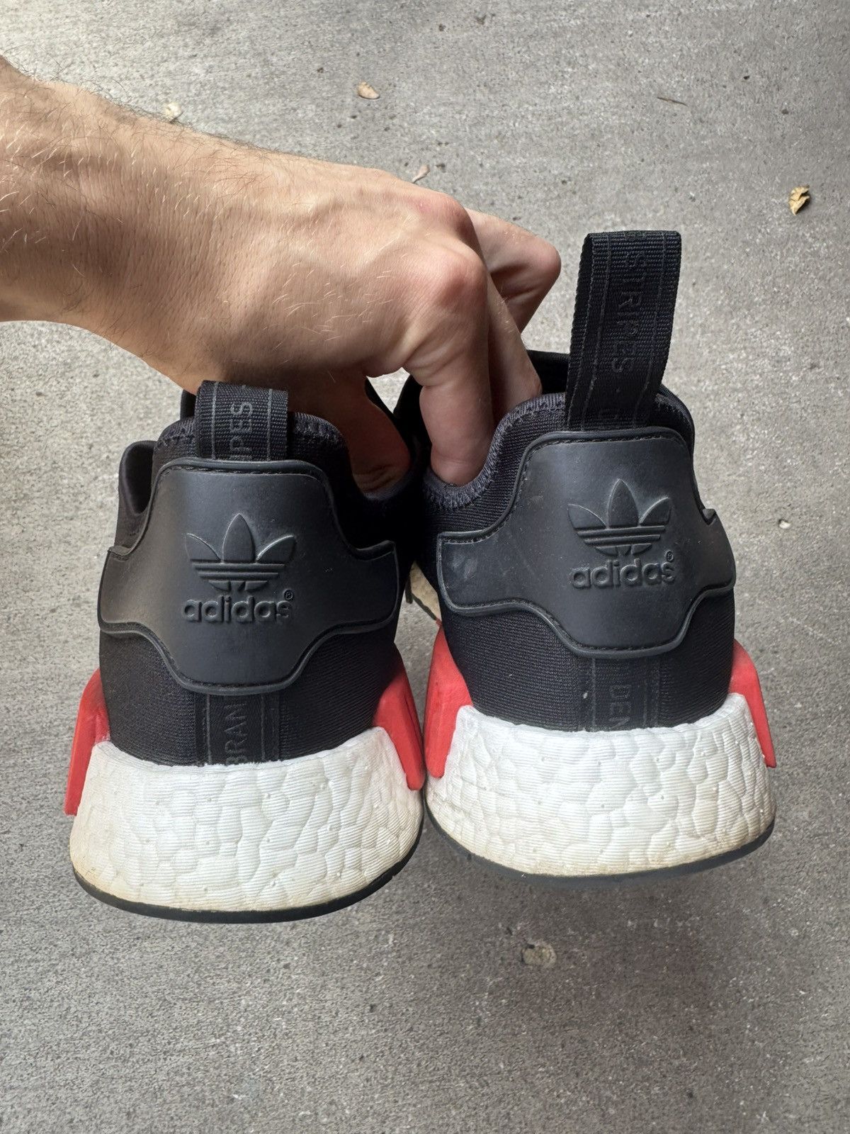 ADIDAS NMD R1 BLACK RED BRED SIZE 14