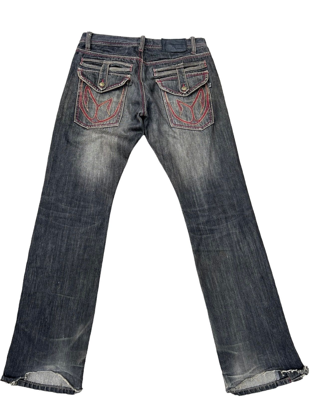 Morgan Homme × Vintage Vintage Morgan Homme Dirty Mud Fade Black Denim Flare Jeans Size US 32 / EU 48 - 2 Thumbnail