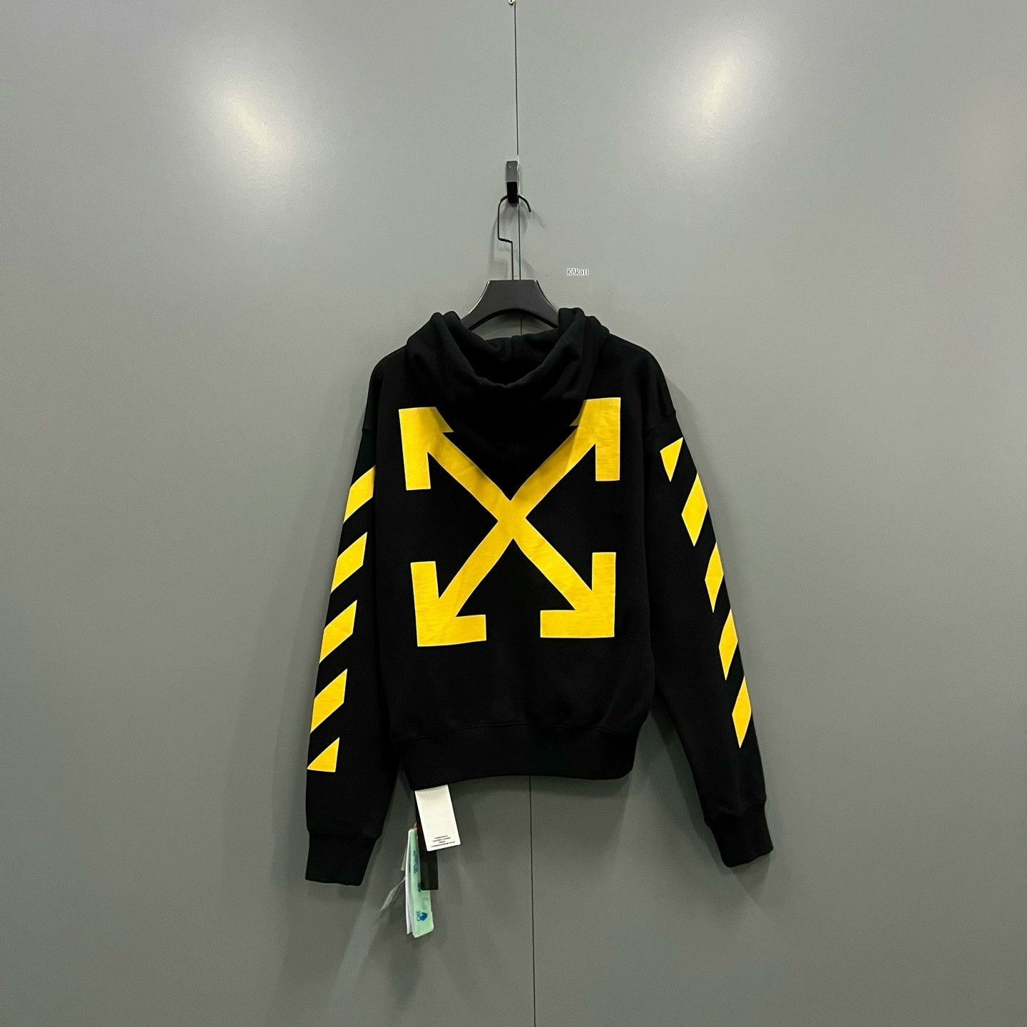 Off-White OFF White Yellow Tape Logo Hoodie Size US XXS / EU 40 - 2 Thumbnail