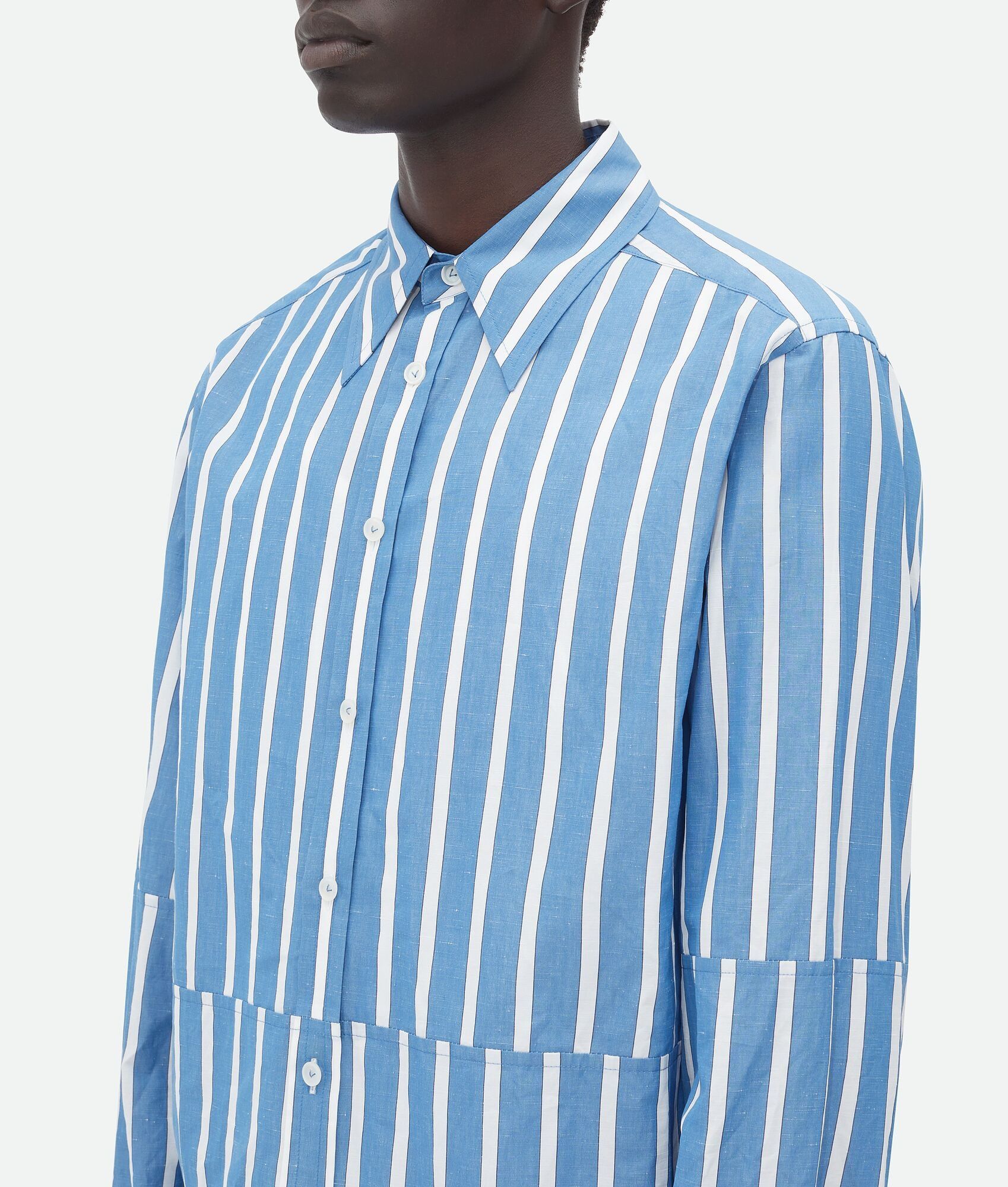 Bottega Veneta o1w1db10525 Cotton And Linen Relaxed Striped Shirt Size US M / EU 48-50 / 2 - 5 Thumbnail