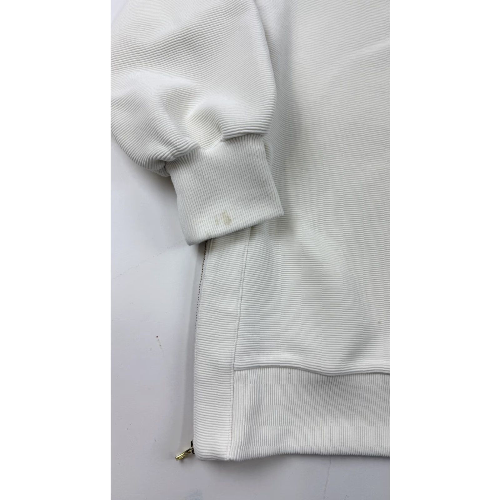 Varley Varley Sweatshirt Womens Medium White Textured Ribbed Side Zip Pullover Crewneck Size M / US 6-8 / IT 42-44 - 5 Thumbnail
