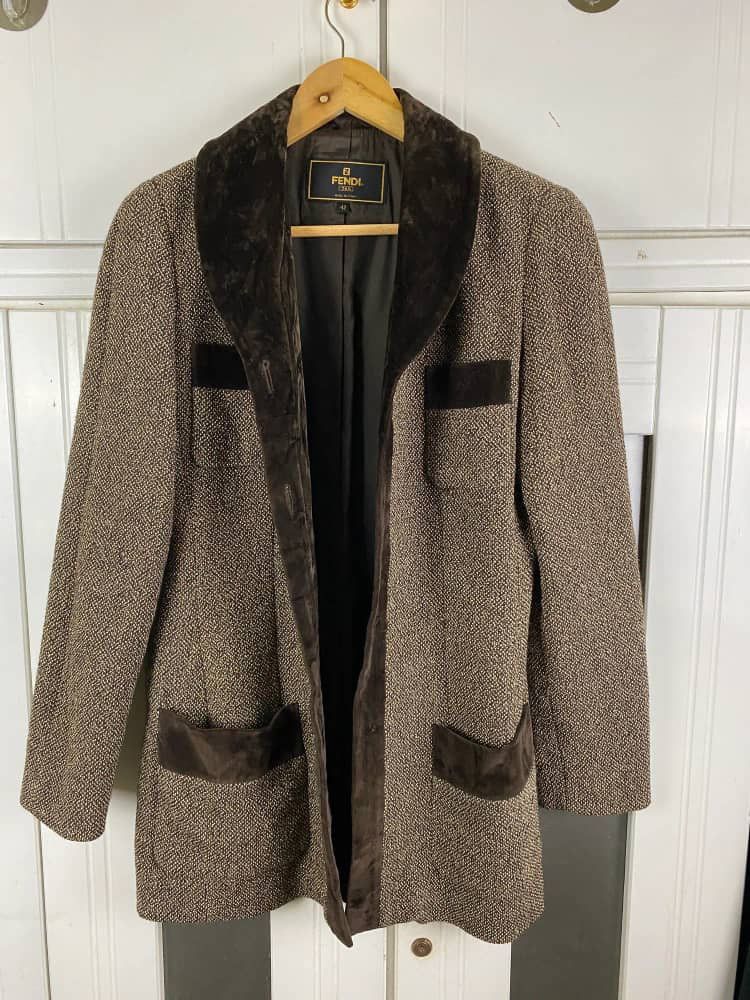 image of Fendi 365 Wool Jacket in Brown, Men's (Size Medium)