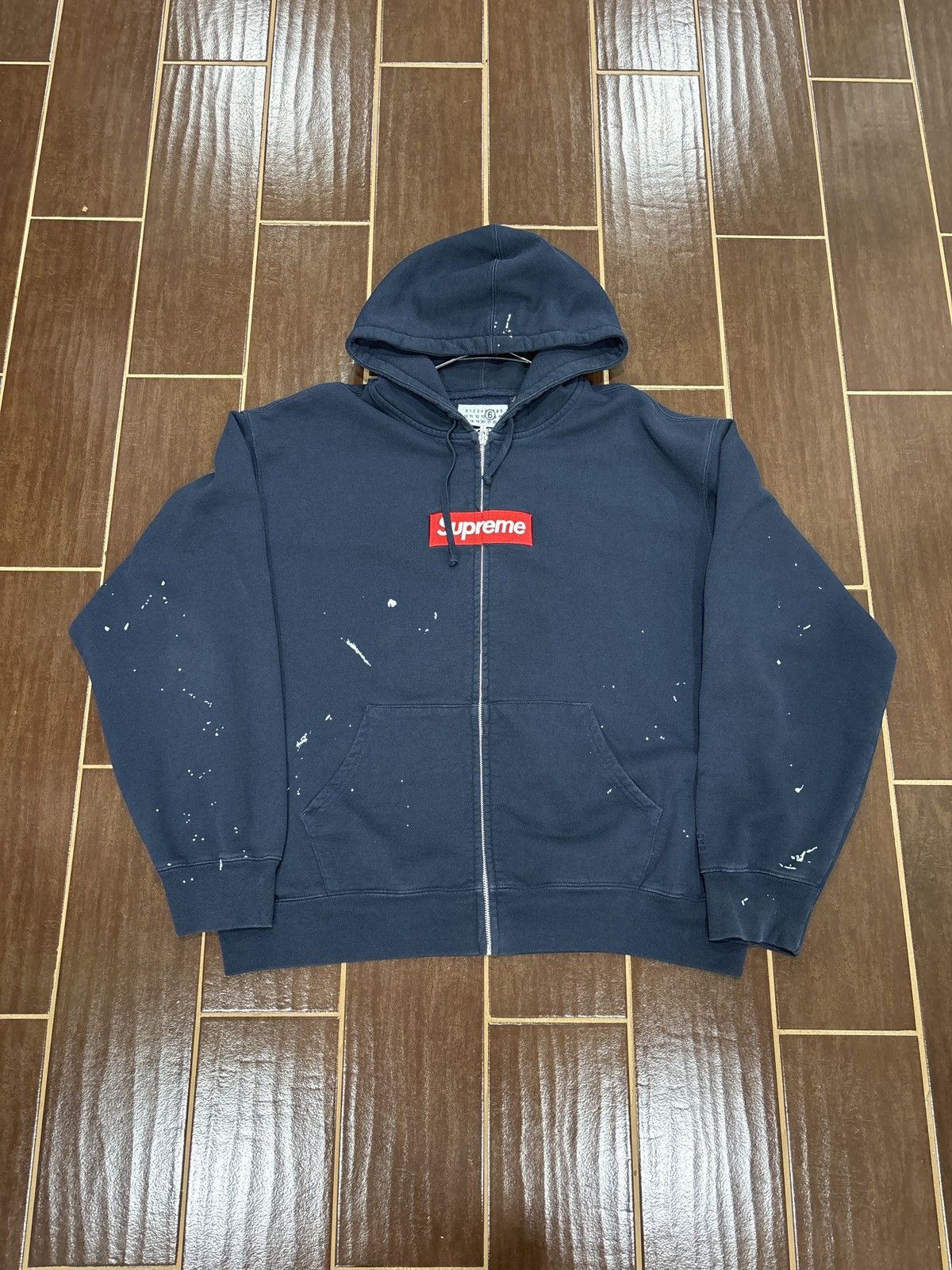 Supreme Supreme 14FW USA 3M Reflective Logo Thermal Zip Up Hoodie