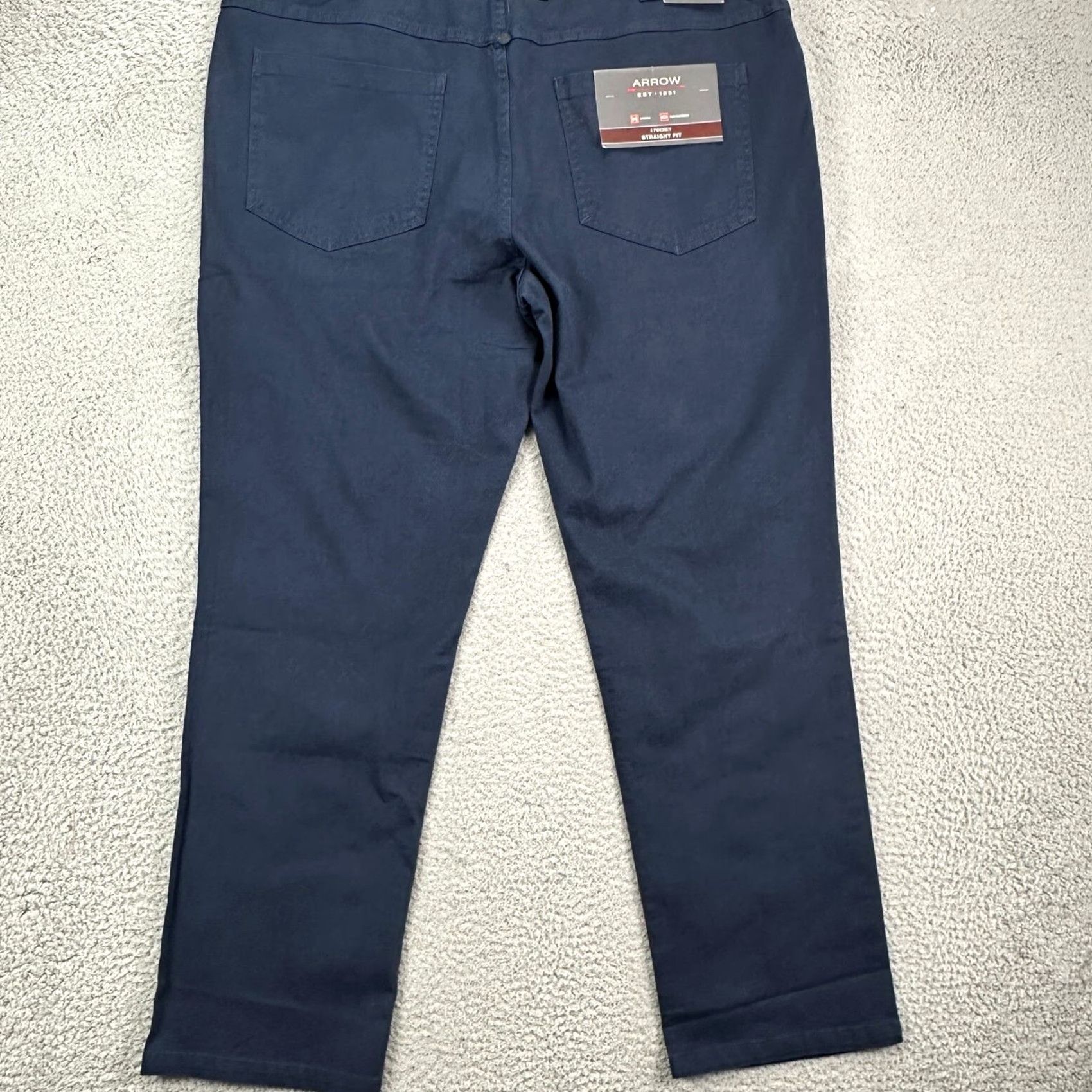 Arrow VINTAGE Arrow Men Khaki Pants 35X30 Navy Blue Straight Leg Flat Front Pocket Stretch NEW Size US 35 - 2 Thumbnail