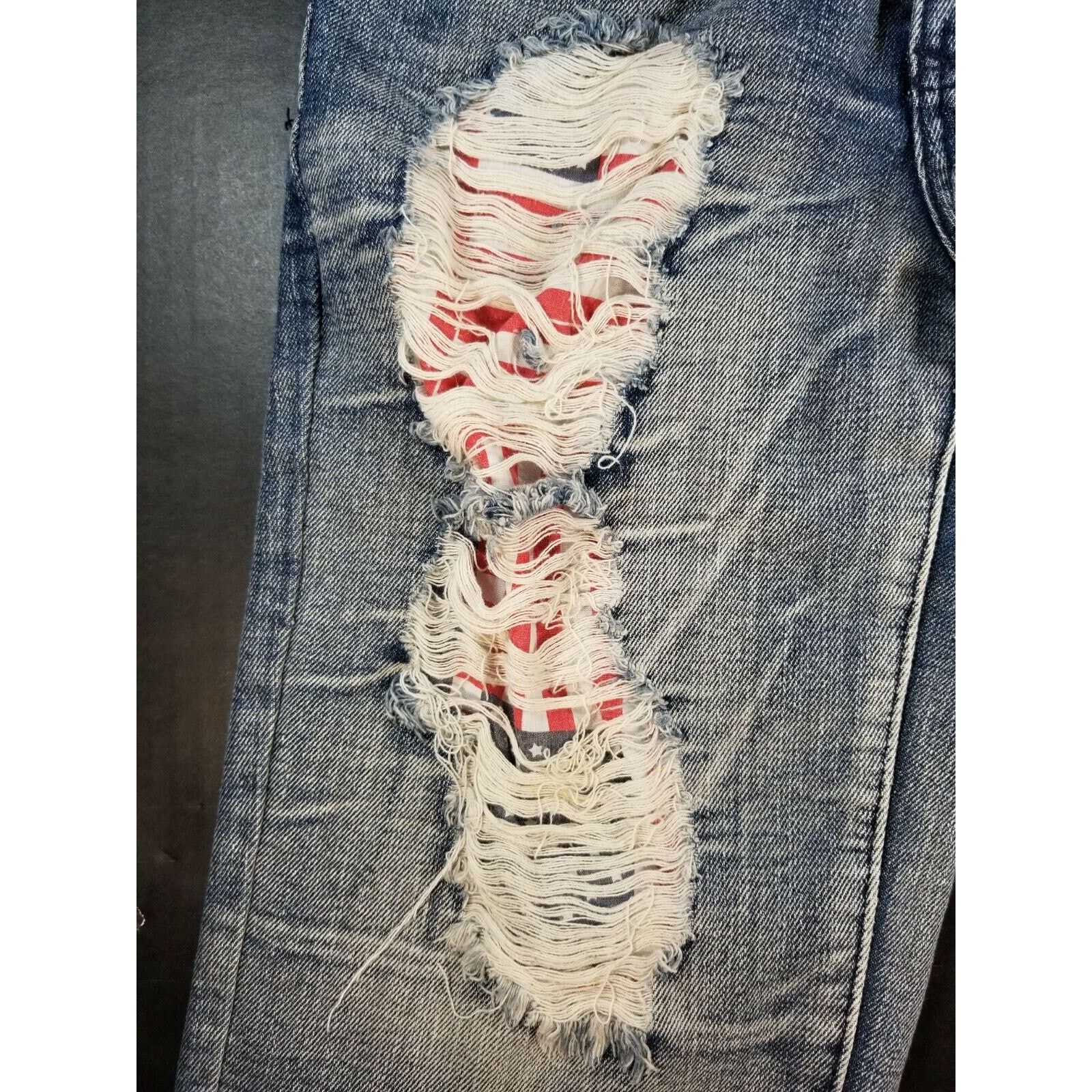 rue21 Rue21 Men's 26" Ripped Distressed Blue USA Jean Shorts Size US 26 / EU 42 - 3 Thumbnail