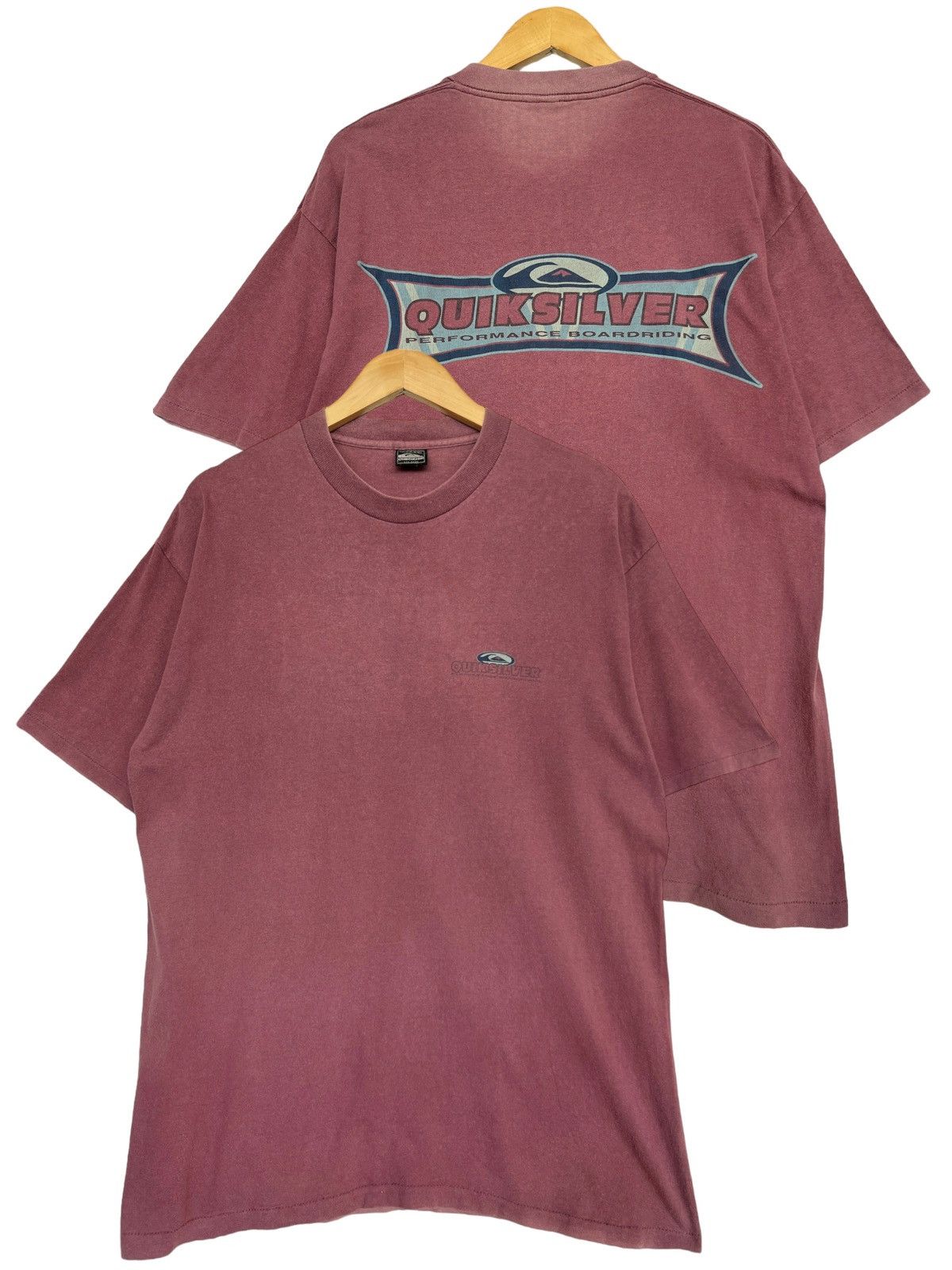 image of Vintage 90's Quiksilver Boardriders Boxy Sun Faded Tee in Faded Red, Men's (Size Large)