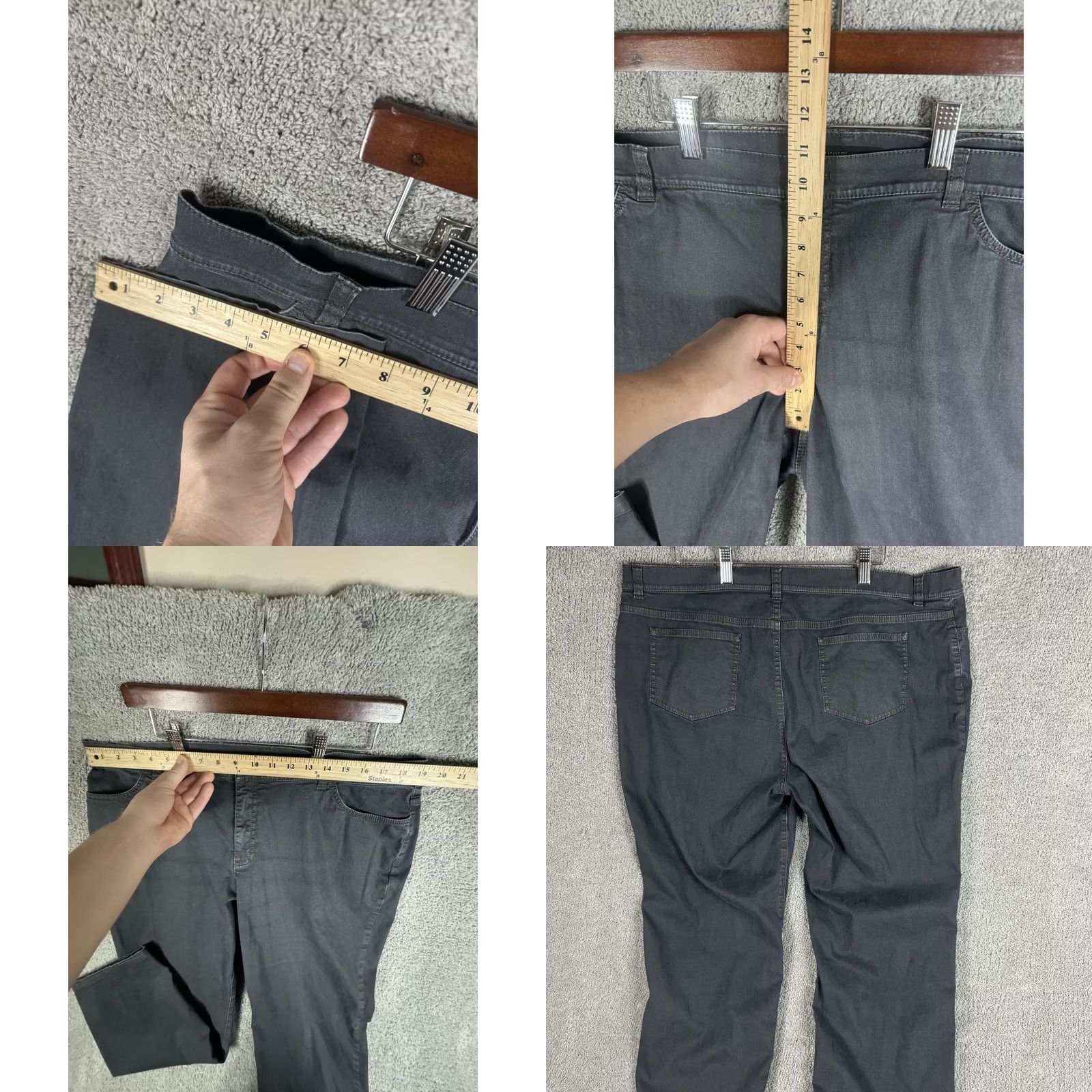Vintage Lafayette 148 New York Pants Womens 38x25 Gray Stretch Twill Casual Chino Straight Pockets Zipper Fly Waist 36in Inseam 26in Regular Vintage No Size 26" / US 2 / IT 38 - 8 Thumbnail