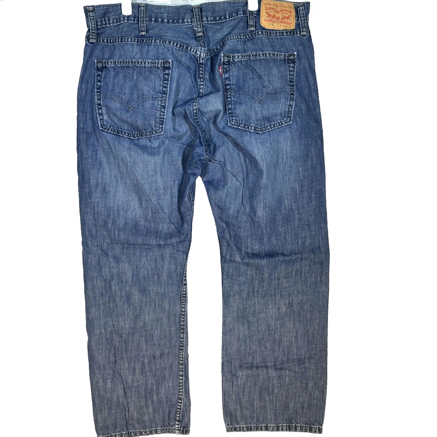 Levi's VINTAGE Levis 514 Jeans Mens 40x30 Blue Denim Straight Leg Zip Fly Size US 40 / EU 56 - 2 Thumbnail