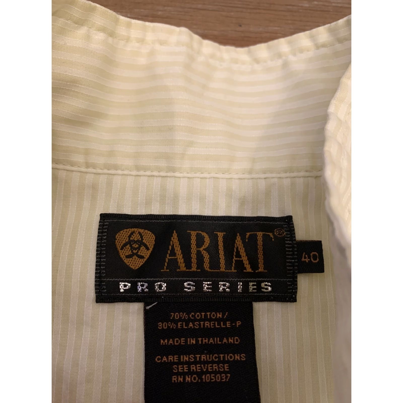 Ariat ARIAT PRO SERIES Long Sleeve Mock Neck Button-Up Dress Shirt Size 40 Yellowish Mens Size 40R - 2 Thumbnail