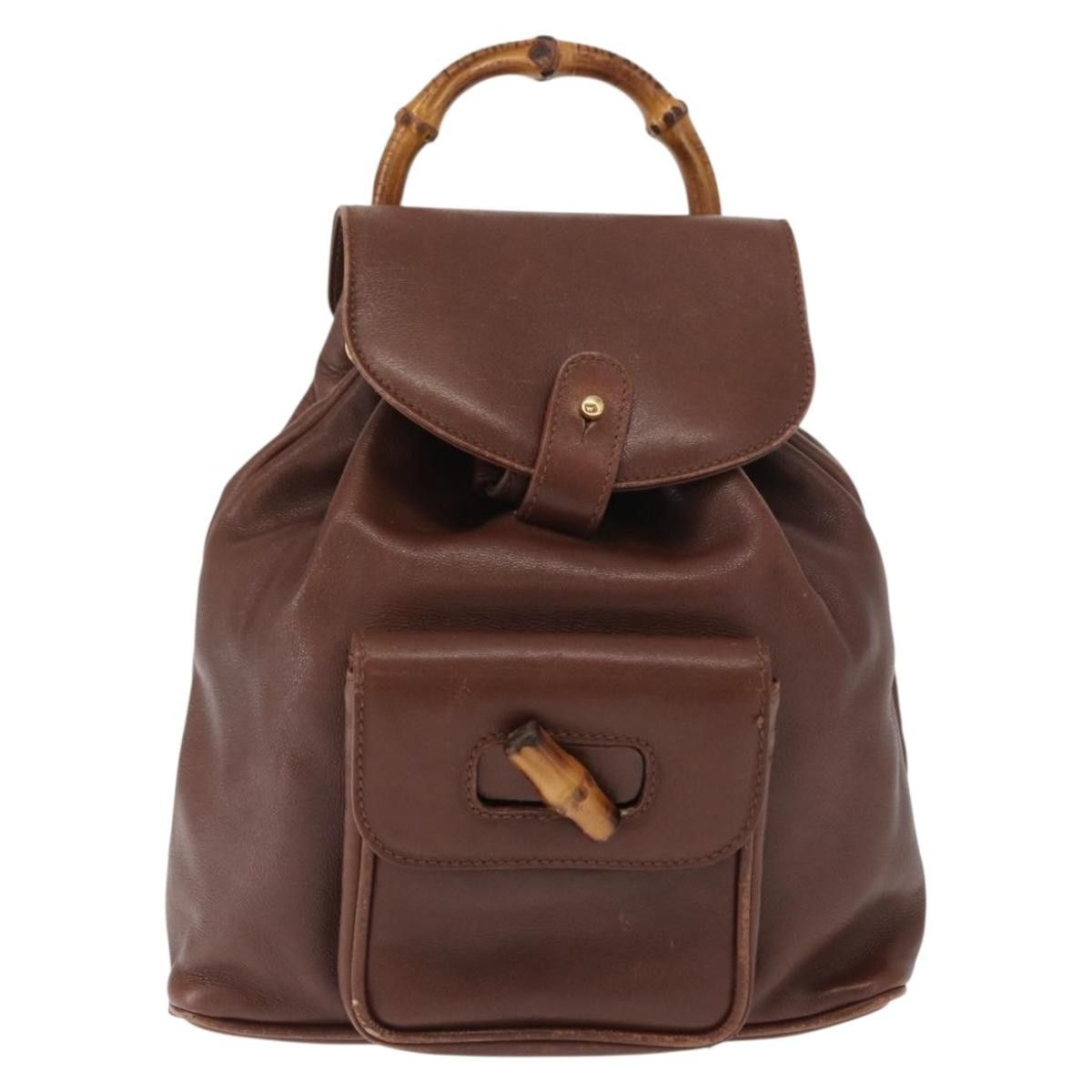 Gucci Gucci Vintage Bamboo Backpack Leather Size ONE SIZE - 1 Thumbnail