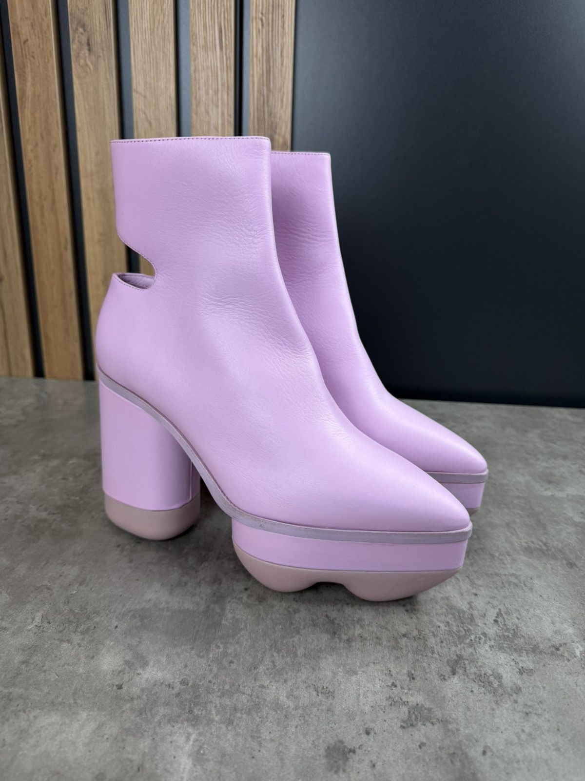 Japanese Brand at.kollektive x Kostas Murkudis Leather Platform Ankle Boots Size US 10 / IT 40 - 1 Thumbnail
