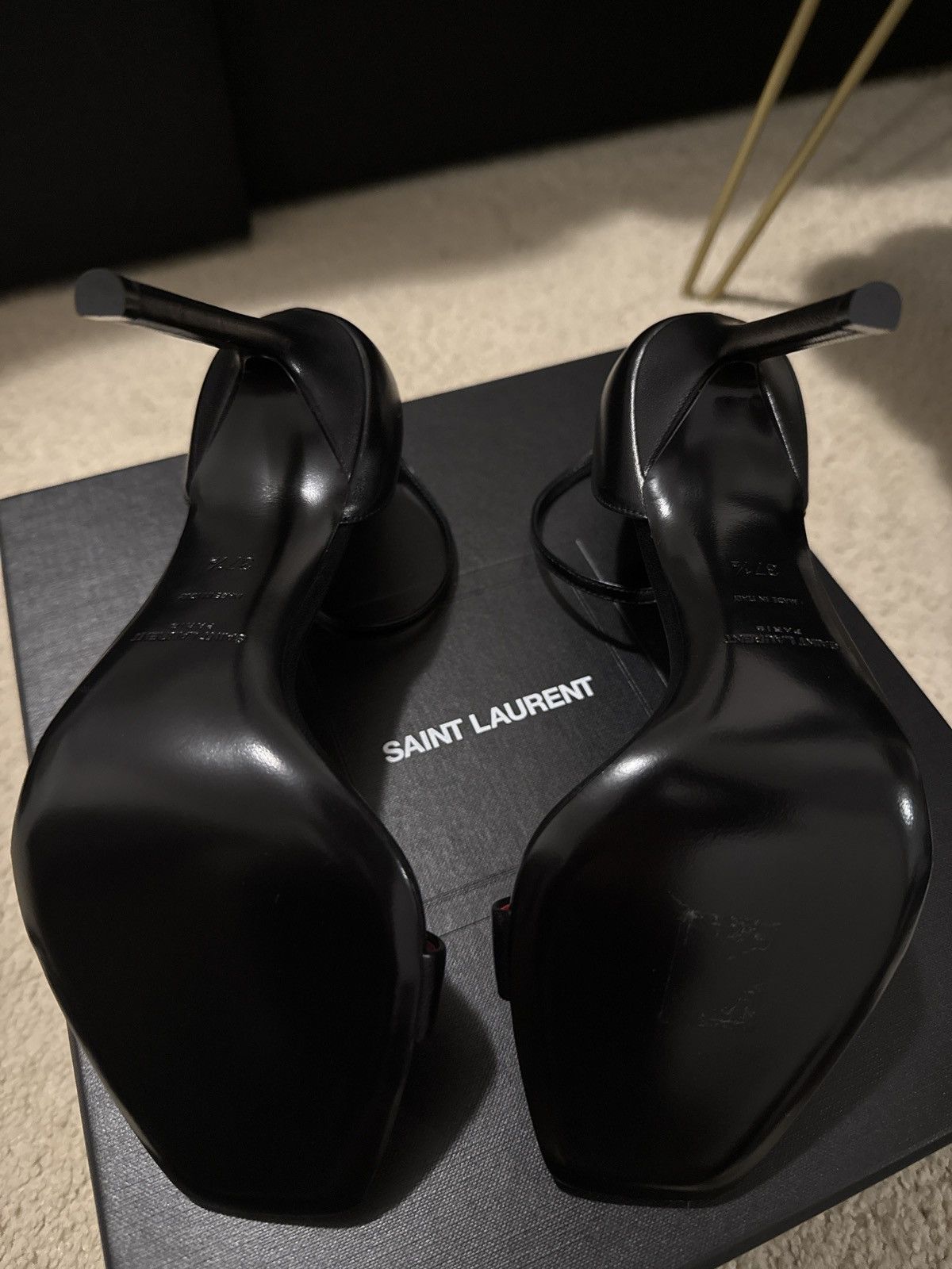 Saint Laurent Paris Saint Laurent Paris Leather Black Stilettos Size US 7.5 / IT 37.5 - 4 Thumbnail