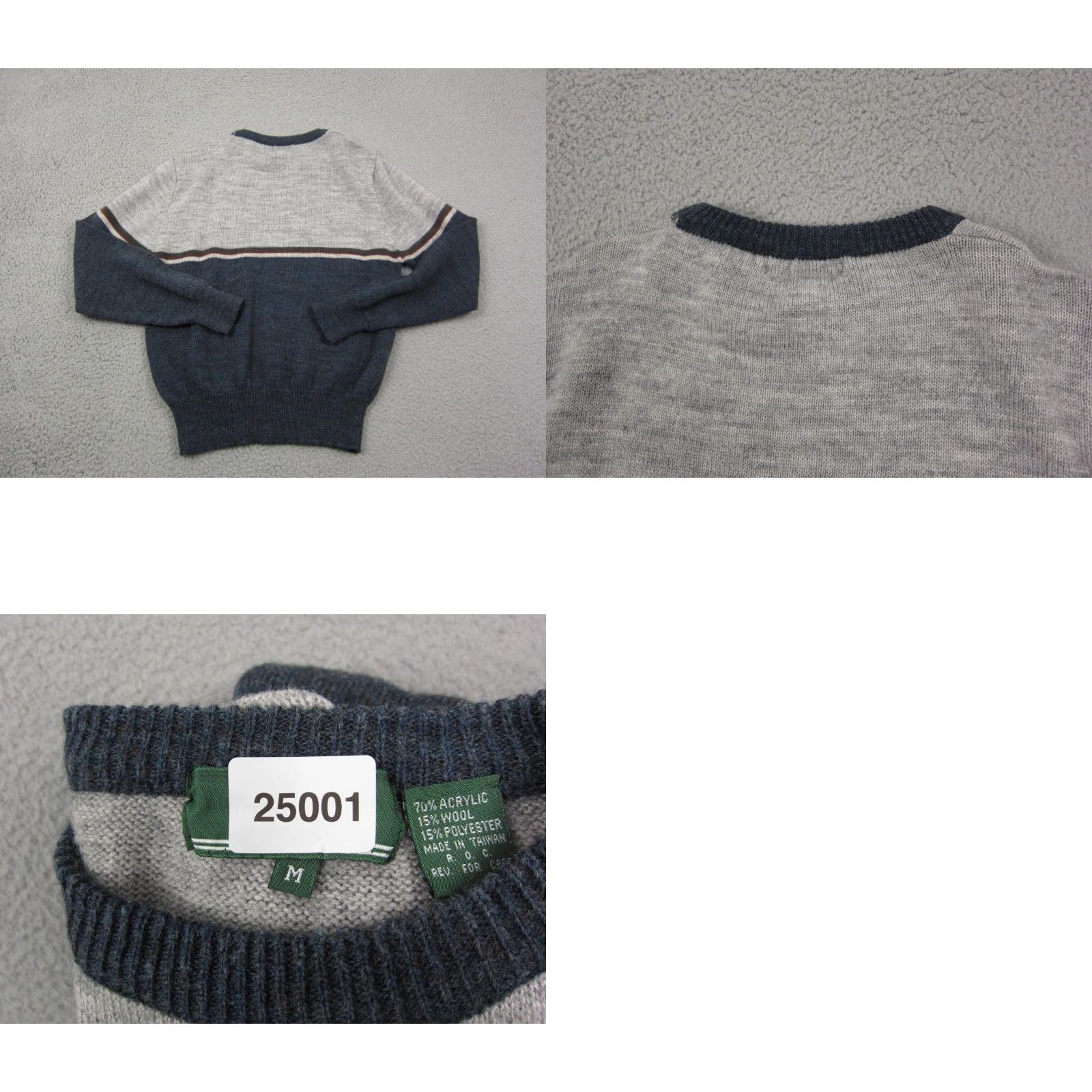 Hunter VINTAGE Hunters Ridge Sweater Womens M Gray Blue Wool Knit Stripe 70s 80s Size M / US 6-8 / IT 42-44 - 8 Thumbnail