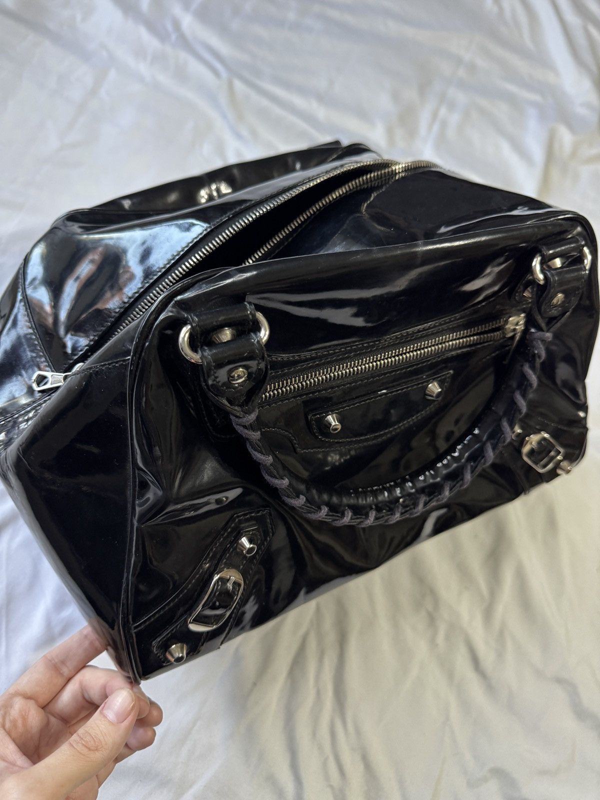 Balenciaga Real Balenciaga black patent leather bowling bag Size ONE SIZE - 6 Thumbnail