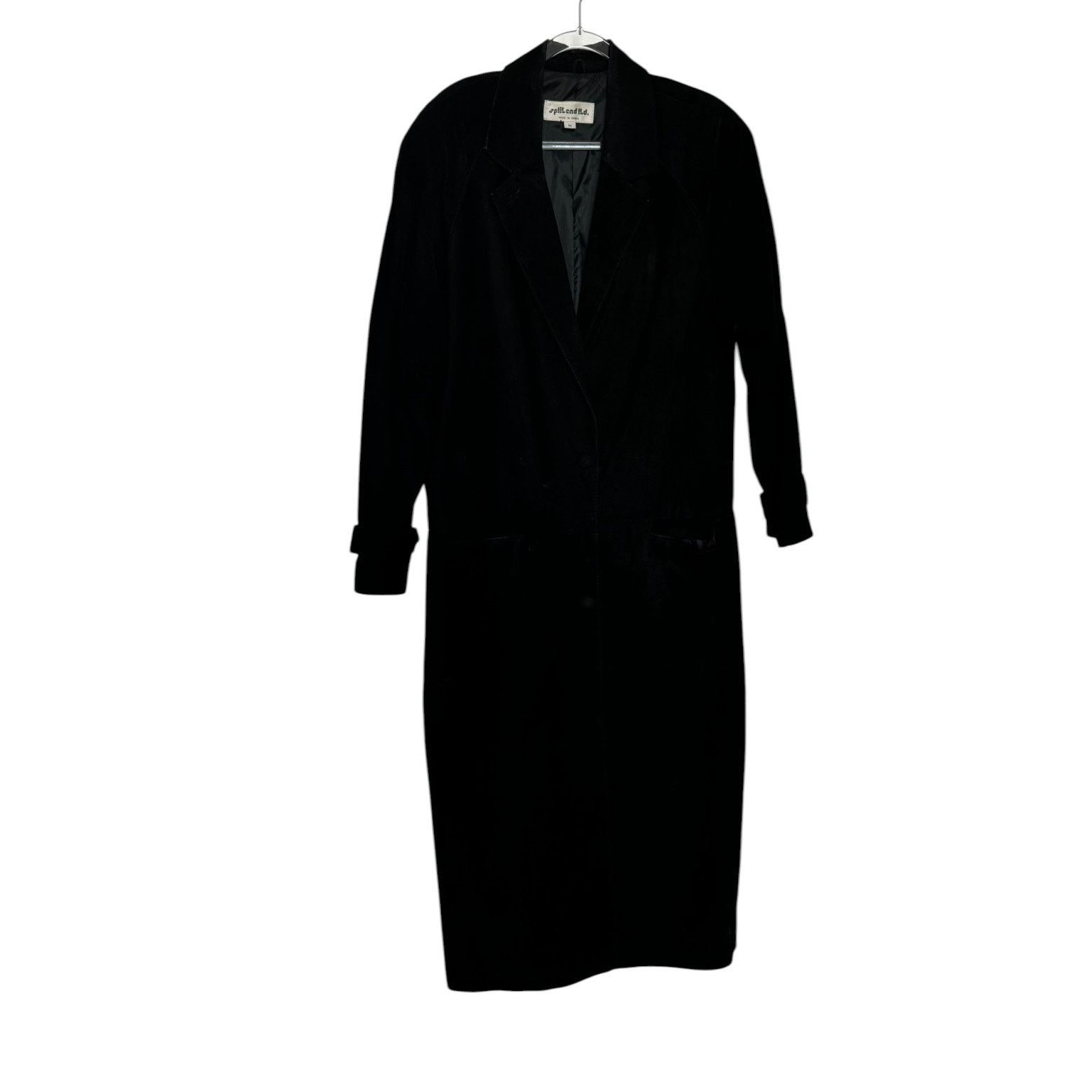 Vintage 90s Split End Ltd Black Suede Leather Long Coat Minimalist M Size M / US 6-8 / IT 42-44 - 18 Thumbnail
