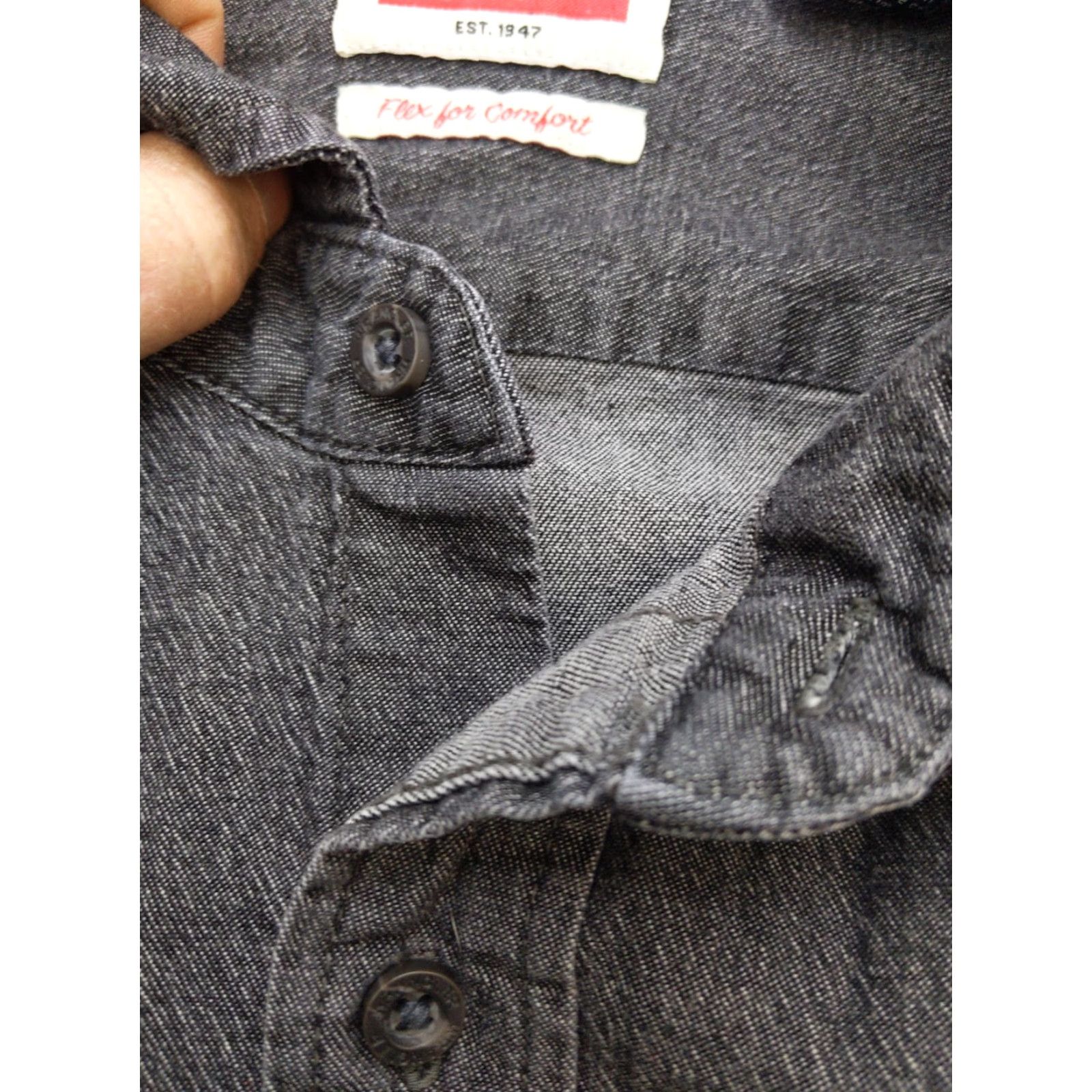Wrangler Wrangler Shirt Mens 2XL Gray Denim Stretch Button-Up Long Sleeve Workwear Casual Size US XXL / EU 58 / 5 - 6 Thumbnail