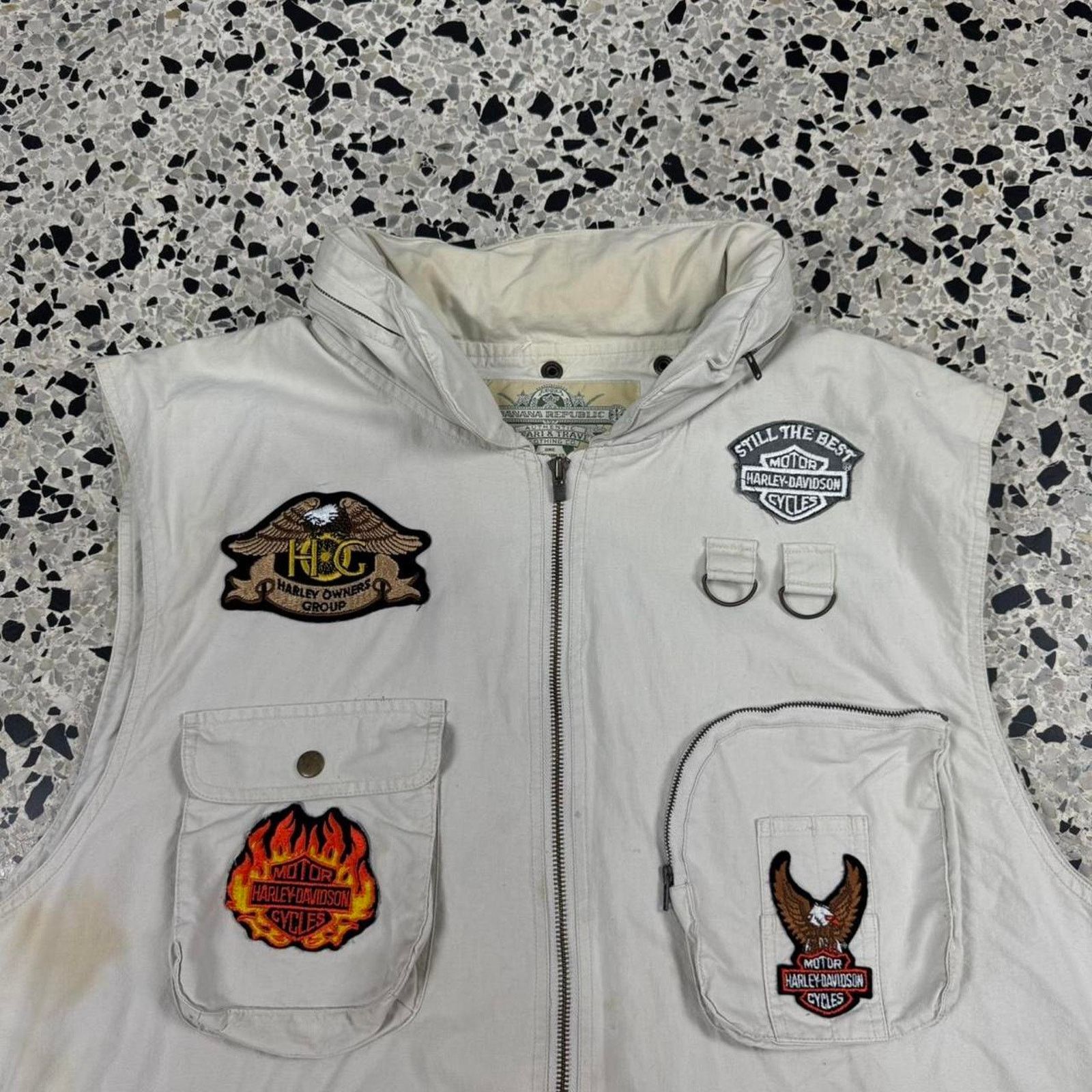 Banana Republic × Harley Davidson × Vintage VINTAGE 90S Y2K CUSTOM HARLEY DAVIDSON HUNTING VEST W/ HOOD: Size US XL / EU 56 / 4 - 2 Thumbnail