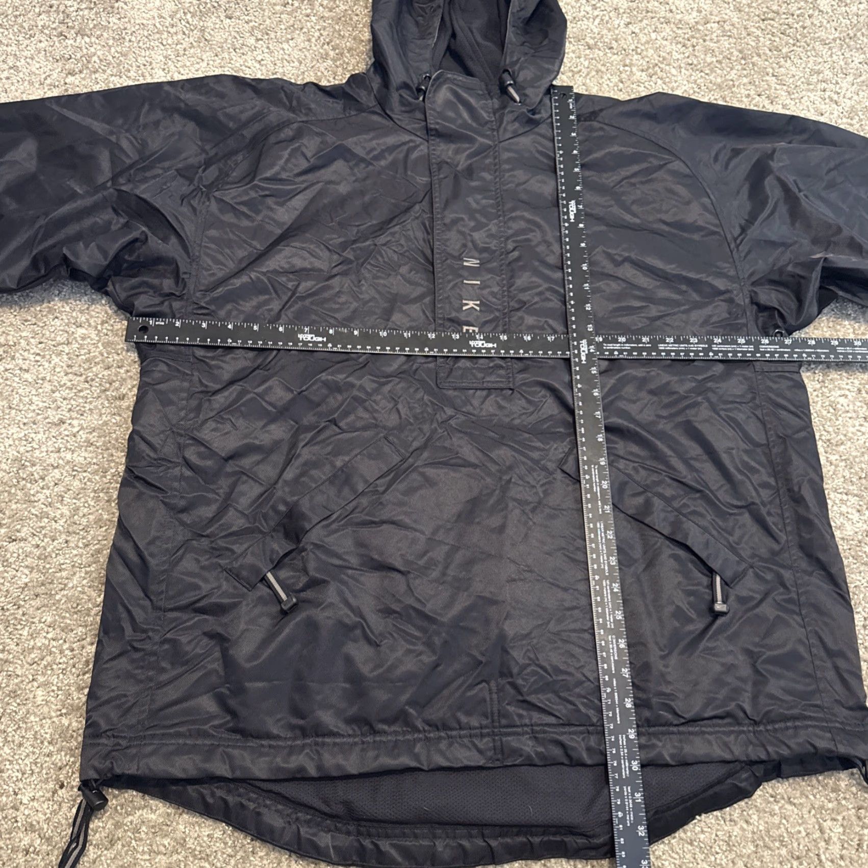 Nike VINTAGE Nike Hooded Jacket 90s Black Nylon Zip Large L Mens Anorak Pullover Half Zip Hooded Jacket Size US L / EU 52-54 / 3 - 6 Thumbnail