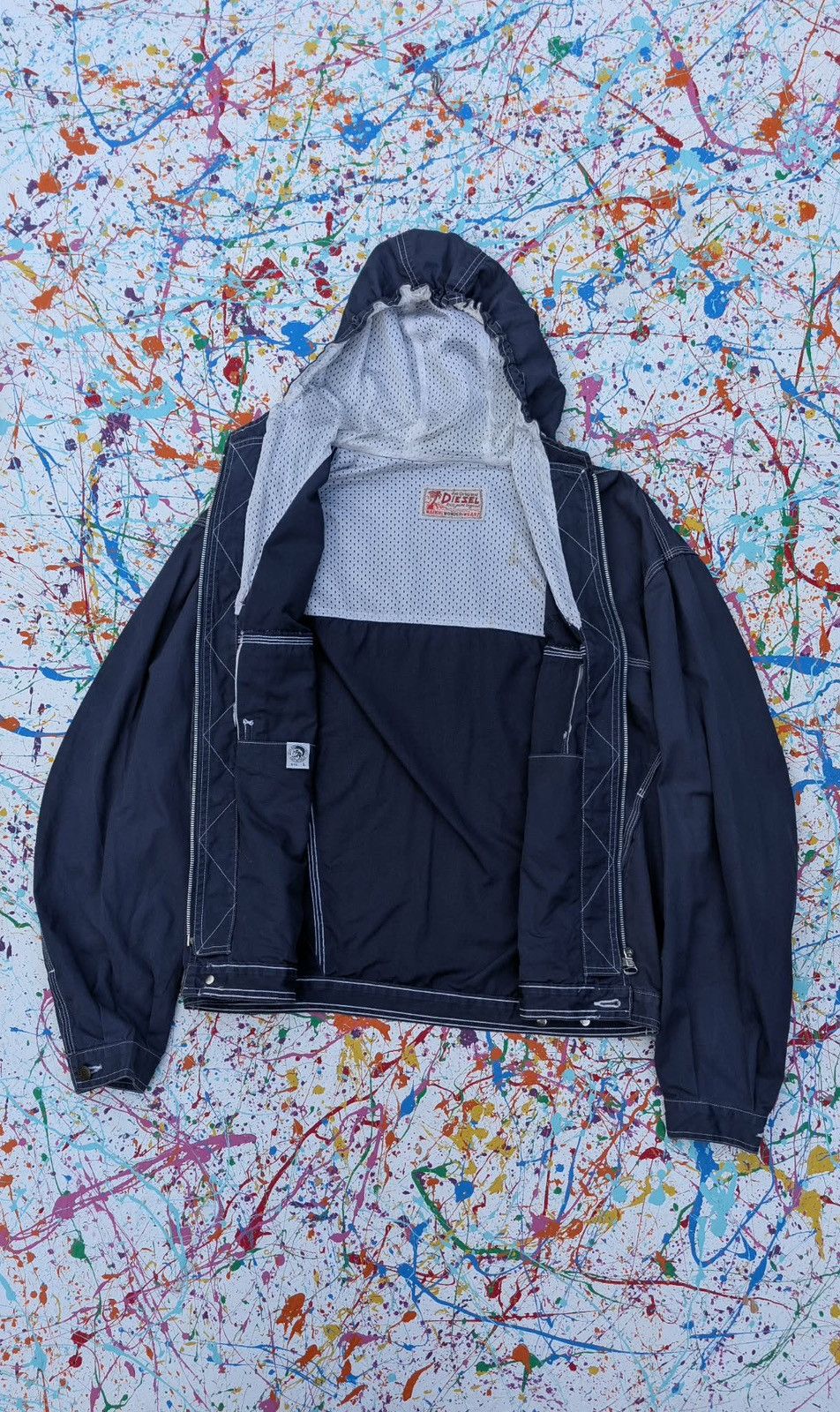 Diesel Vintage diesel jacket hoody windbreaker 90s zip up navy blue Size US L / EU 52-54 / 3 - 10 Thumbnail