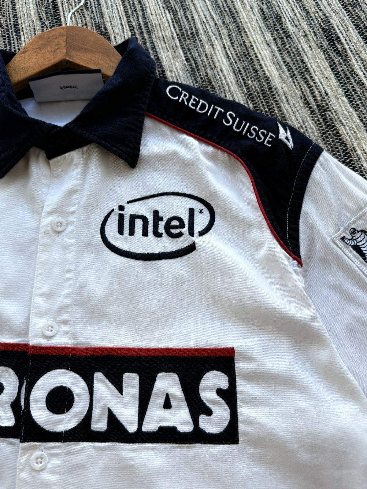 BMW Sauber F1 Team Mens Racing Shirt Petronas SS Button Up