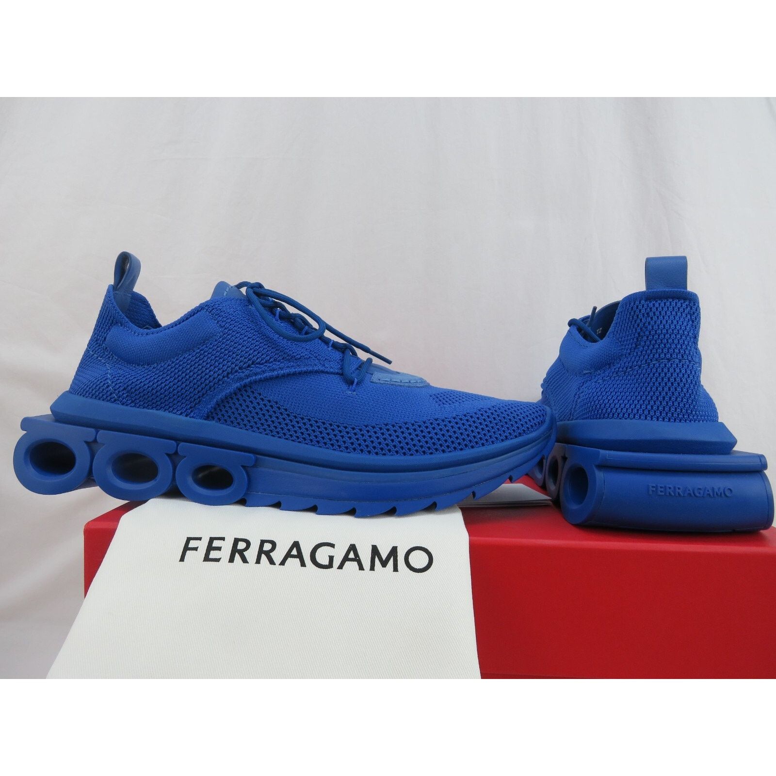Salvatore Ferragamo FERRAGAMO BLUE NIMA MESH LACE LOGO LOW SNEAKERS 10.5 43.5 Size US 10.5 / EU 43-44 - 9 Thumbnail