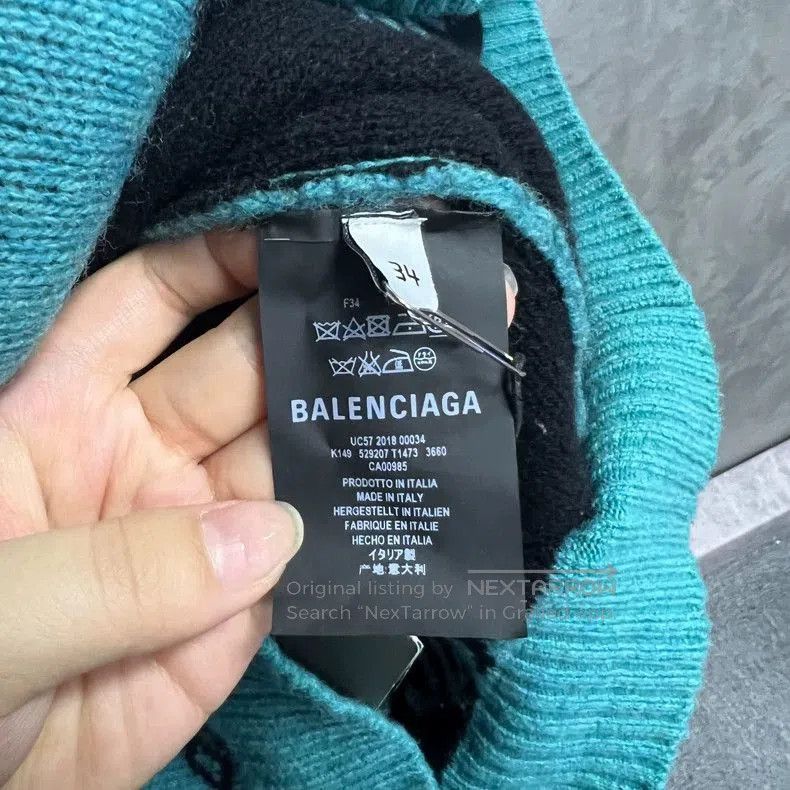Balenciaga Balenciaga Blue Logo V-Neck Sweater. Size US XS / EU 42 / 0 - 4 Thumbnail