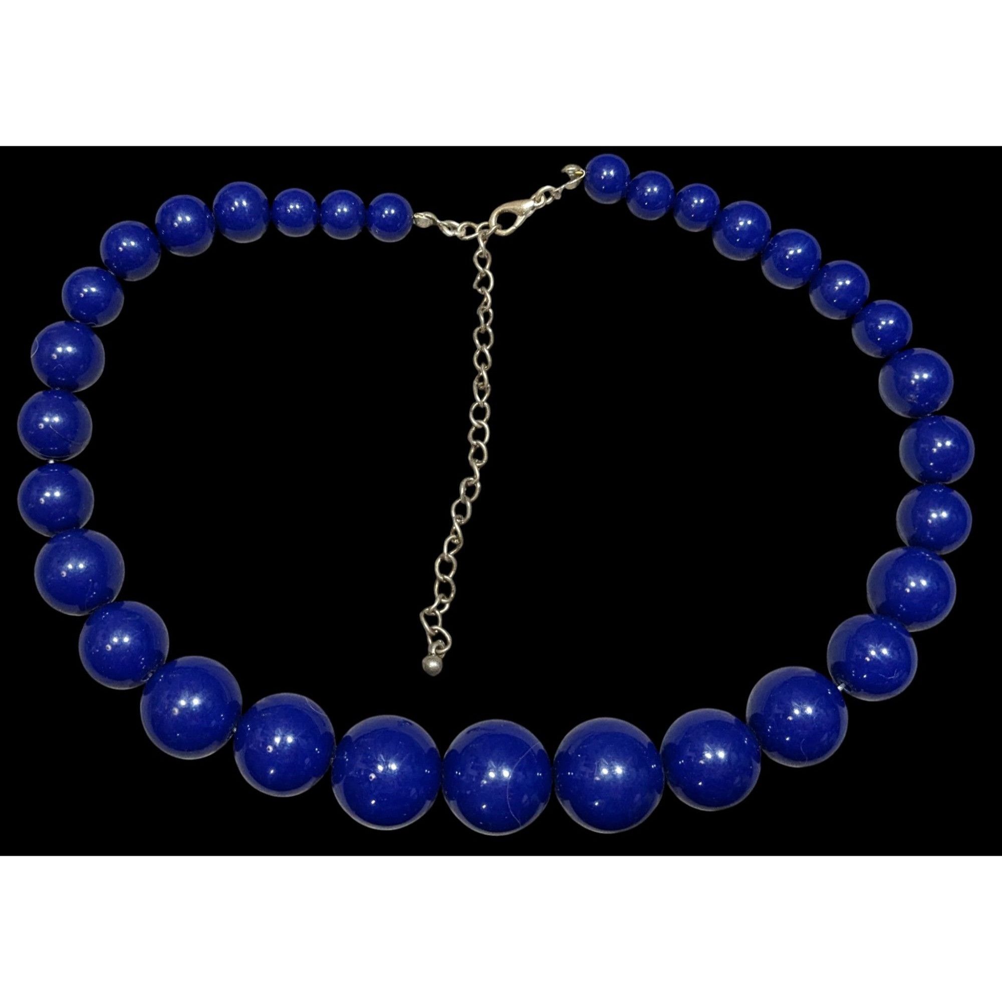 Other Retro Blue Beaded Necklace With Adjustable Chain Clasp Size ONE SIZE - 1 Thumbnail