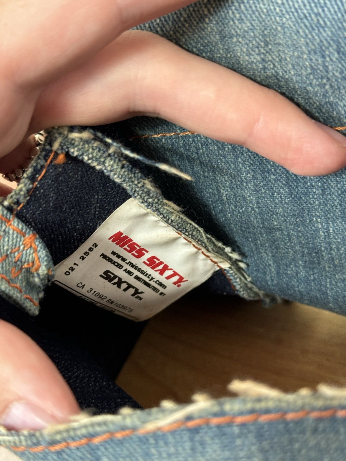 Miss Sixty VINTAGE MISS SIXTY 2000s WASHED DENIM WOODEN BOTTOM BAG Size ONE SIZE - 6 Thumbnail