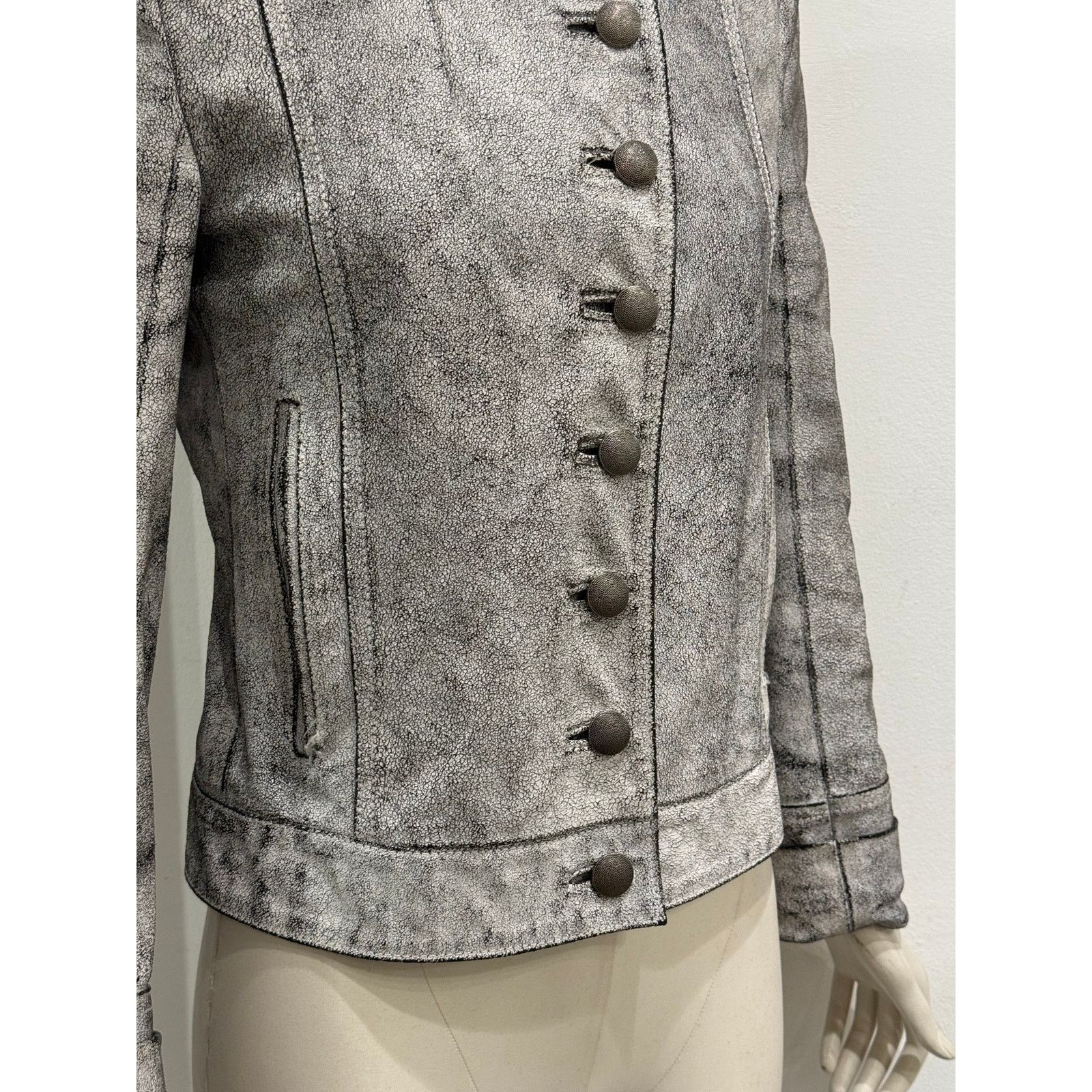 Ann Demeulemeester S/S2002 Ann Demeulemeester runway cracked Napoleon jacket Size XS / US 0-2 / IT 36-38 - 3 Thumbnail