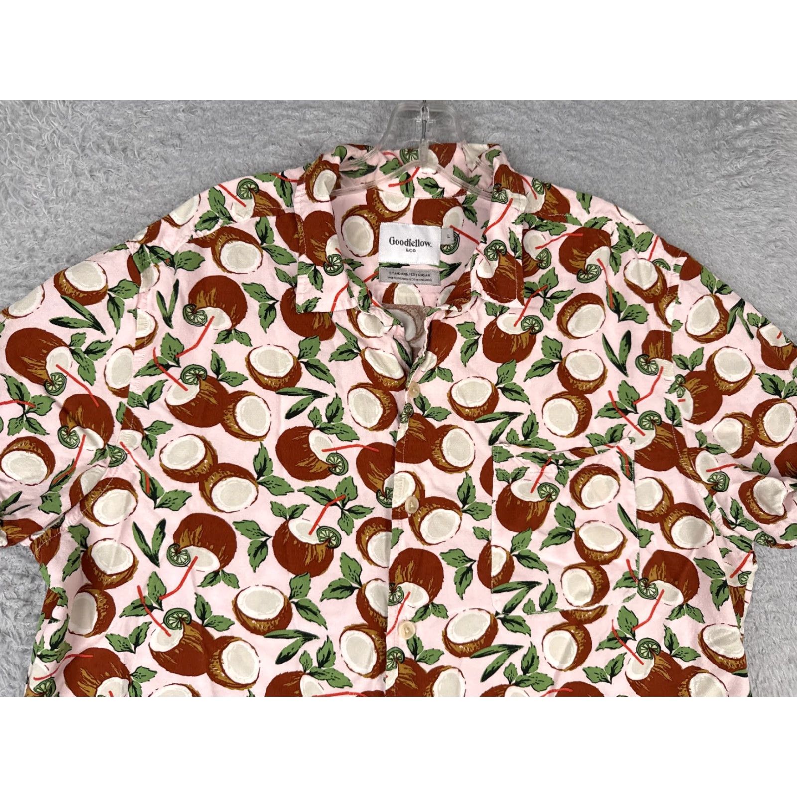 Vintage Goodfellow & Co Shirt Adult Large Pink Hawaiian Floral All Over Print Rayon Button-Up Mens Size US L / EU 52-54 / 3 - 4 Thumbnail