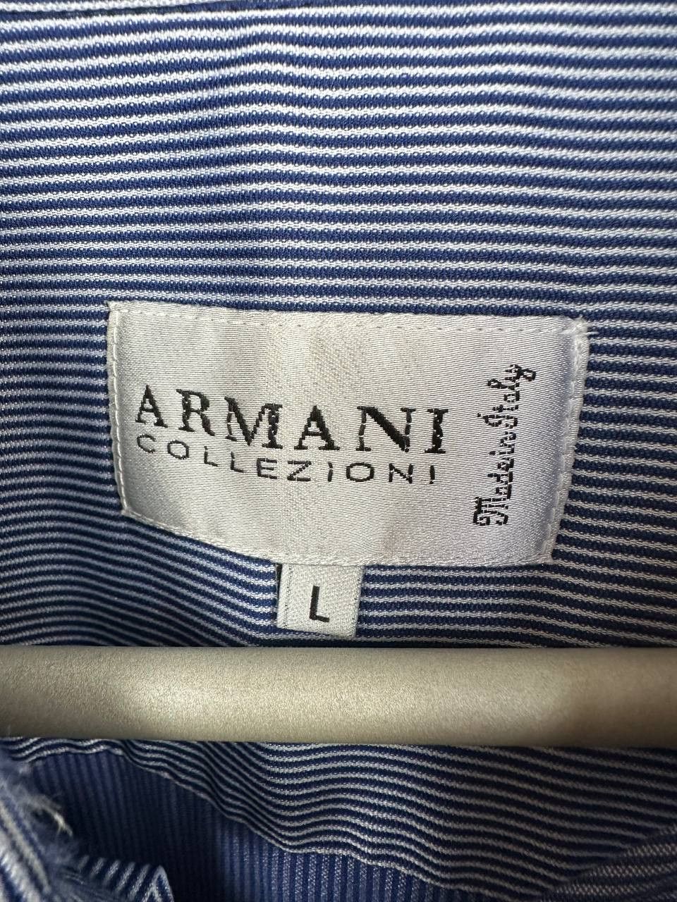 Armani Collezioni Armani Collezioni Striped Button-Up Shirt Short Sleeve Blue Size US L / EU 52-54 / 3 - 13 Thumbnail