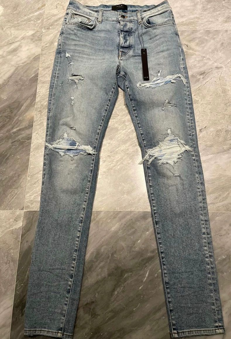 Amiri Amiri art multi-element dyed blue jeans Size US 33 - 1 Thumbnail