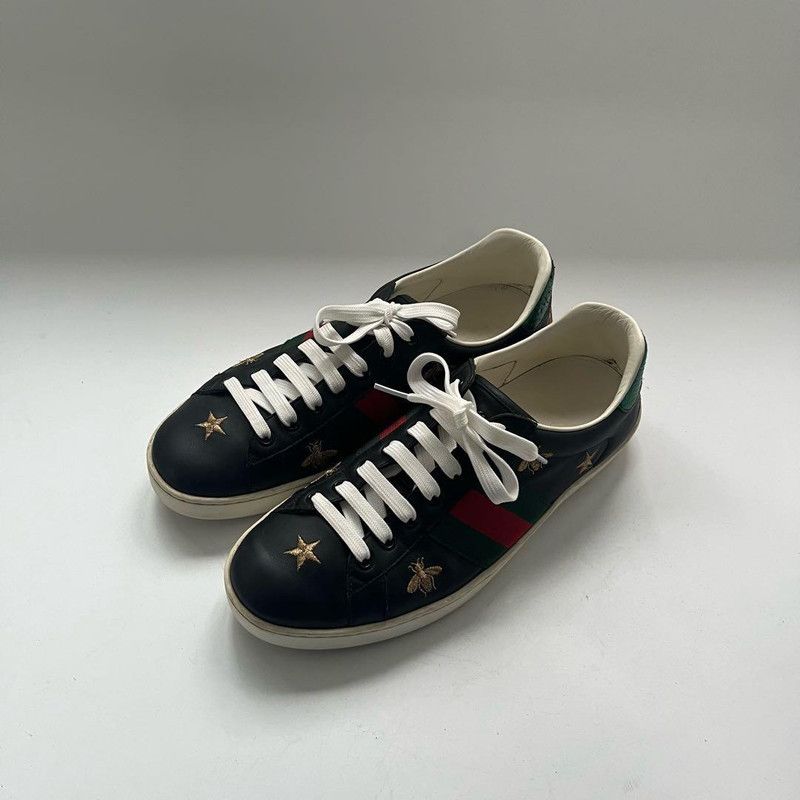 Gucci Gucci Ace Black Bee Embroidery Low-Top Sneakers Size US 9.5 / EU 42-43 - 1 Thumbnail