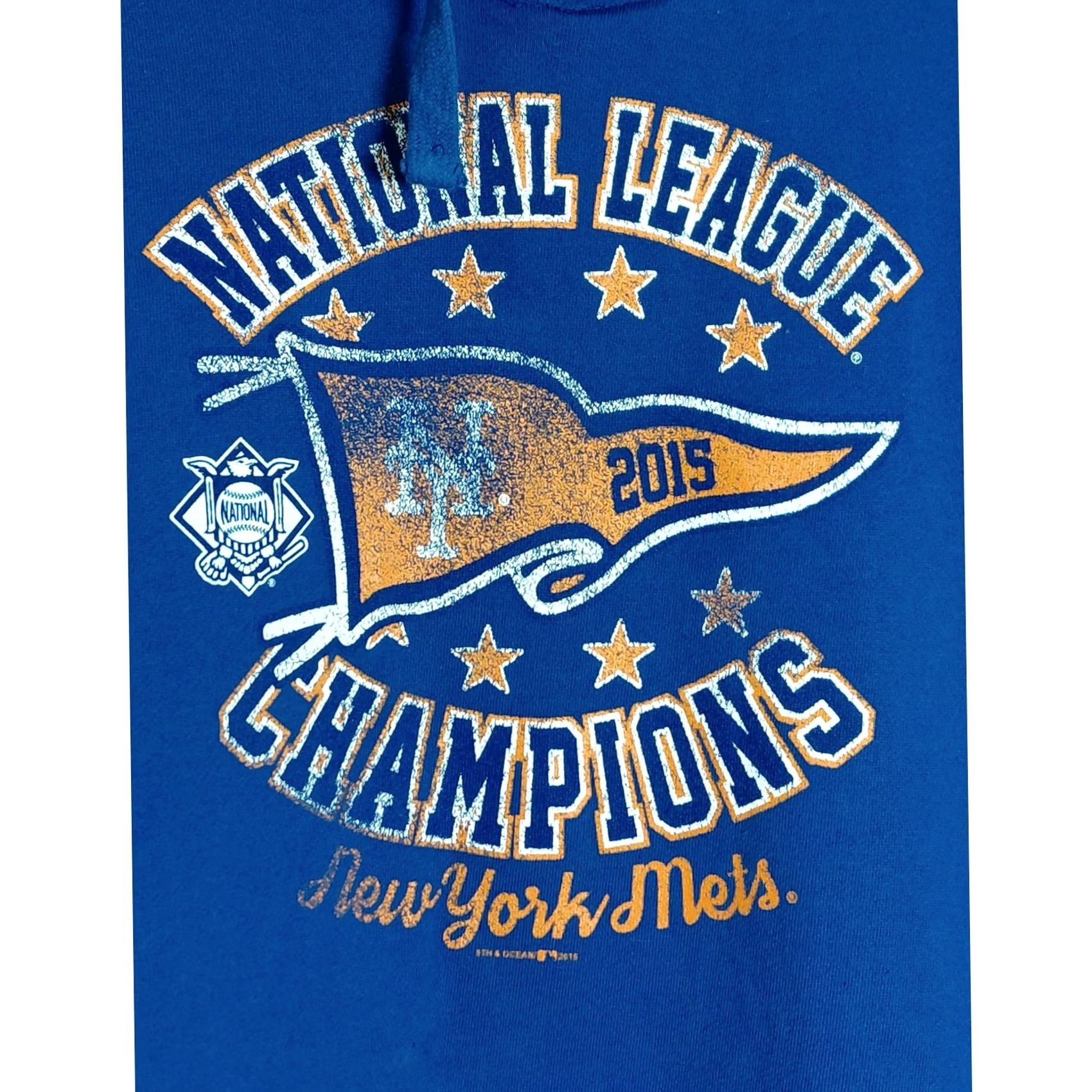 Vintage 5th & Ocean Mets Hoodie Blue Graphic Print Knit Men XL Cardigan Regular Cotton Blend Collared Men NY Mets 2015 Champions Size US XL / EU 56 / 4 - 3 Thumbnail