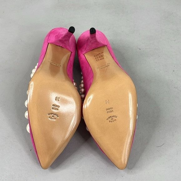 Moschino Moschino Boutique Pink Suede Pearl Pointed Toe 100 mm Heels Size US 8 / IT 38 - 4 Thumbnail