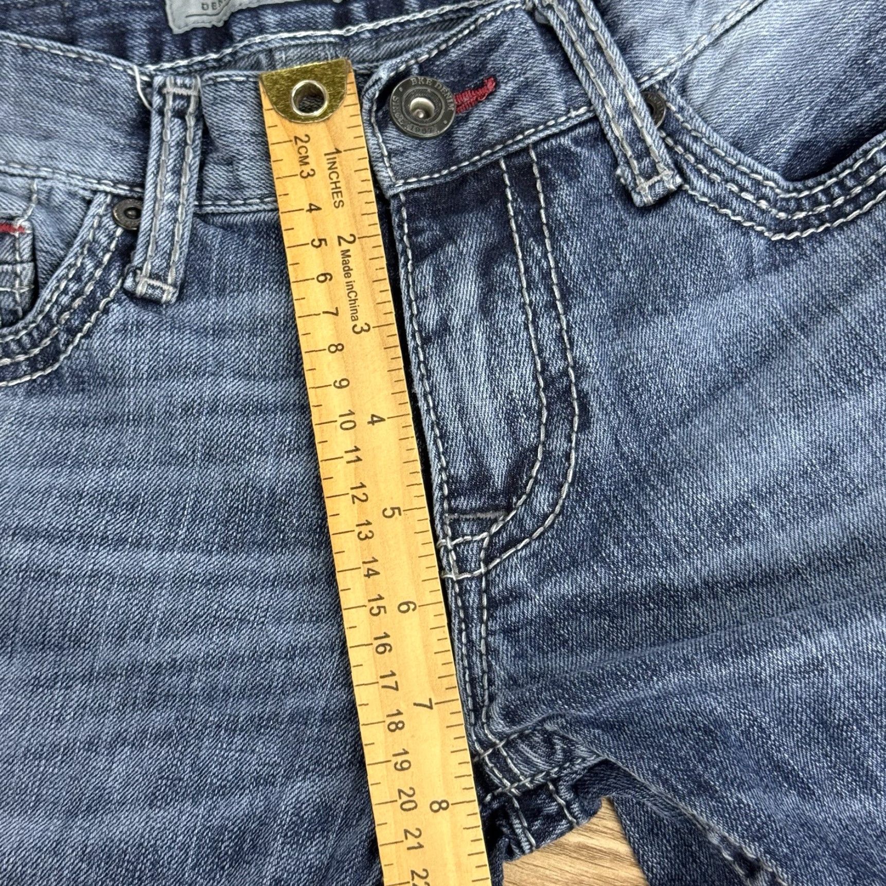 Vintage BKE Womens Jeans Aiden Boot Cut Blue Denim Distressed Low Rise 27S Short Size 27" / US 4 / IT 40 - 6 Thumbnail