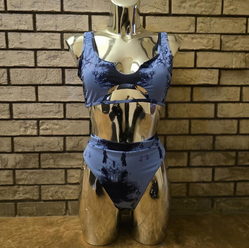 Designer Dust Blue Navy Detailed Bikini Set Size ONE SIZE - 1 Thumbnail