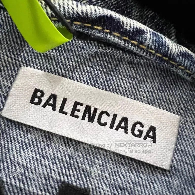 Balenciaga Balenciaga Distressed Embroidered Logo Denim Jacket. Size US M / EU 48-50 / 2 - 4 Thumbnail