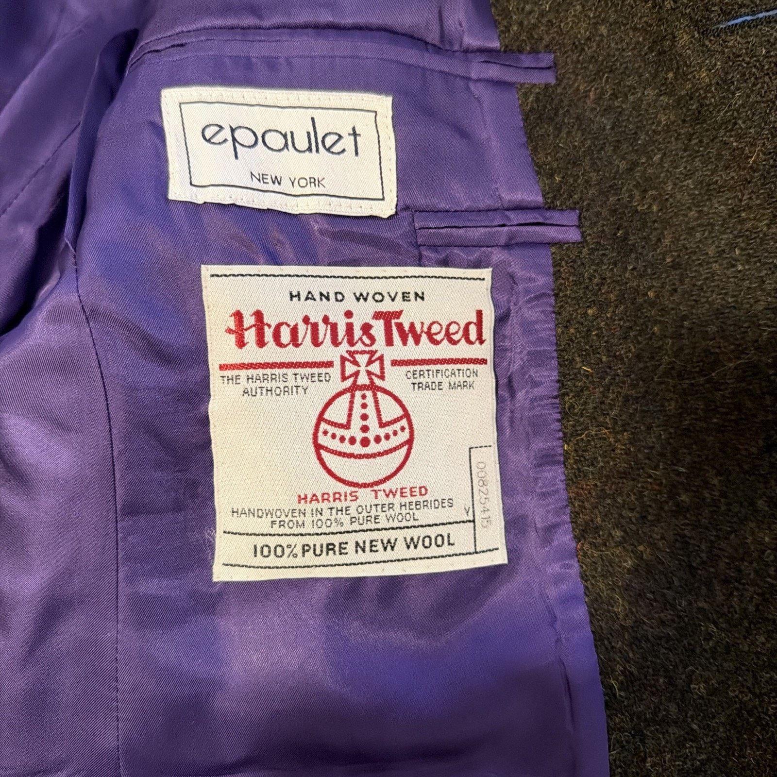 Southwick Mint Epaulet Southwick Sport Coat Dark Olive Harris Tweed Size 38R - 8 Thumbnail
