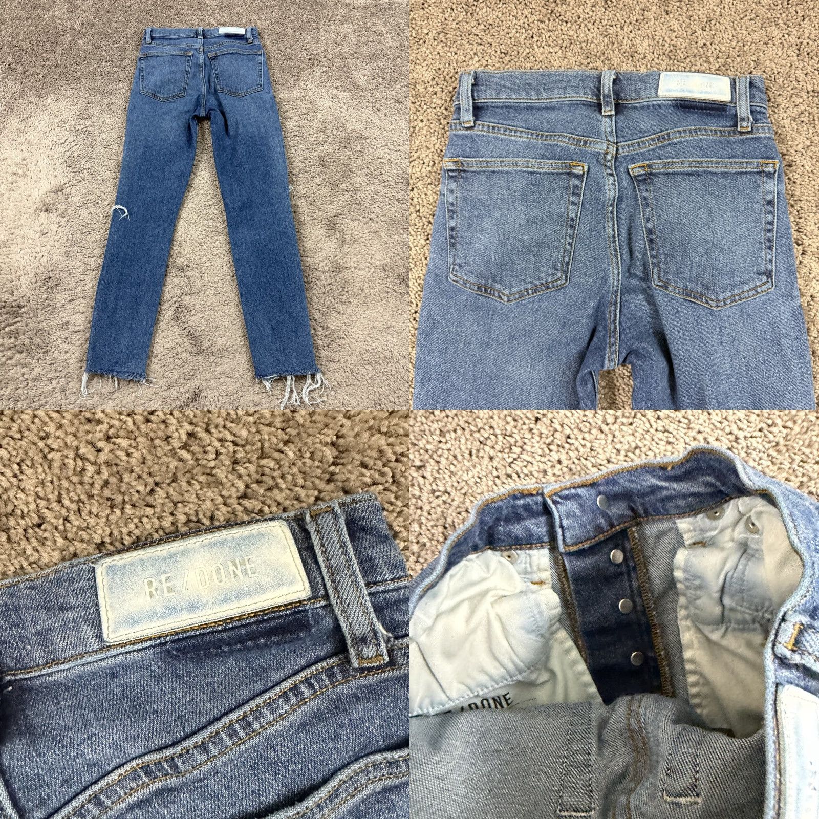 RE/DONE RE/DONE Jeans Women 25 Skinny Ankle Crop High Rise Distressed Denim Blue 24x27 Stretch Regular 90s? Size 42" / US 20 - 8 Thumbnail