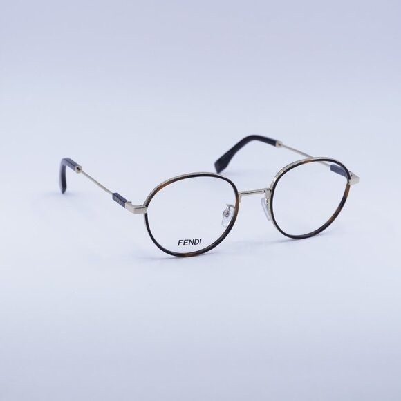 Fendi Fendi FE50052U 032 Eyeglasses Havana/Gold 51mm Round Frame Size ONE SIZE - 7 Thumbnail