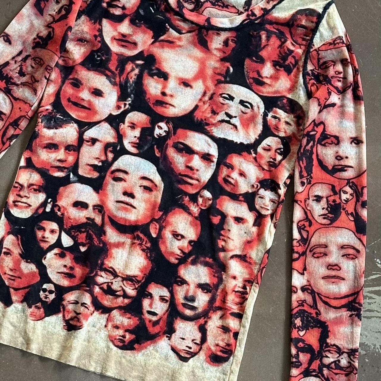 Jean Paul Gaultier JEAN PAUL GAULTIER Vintage Red Face Print Mesh Top Size XL / US 12-14 / IT 48-50 - 4 Thumbnail