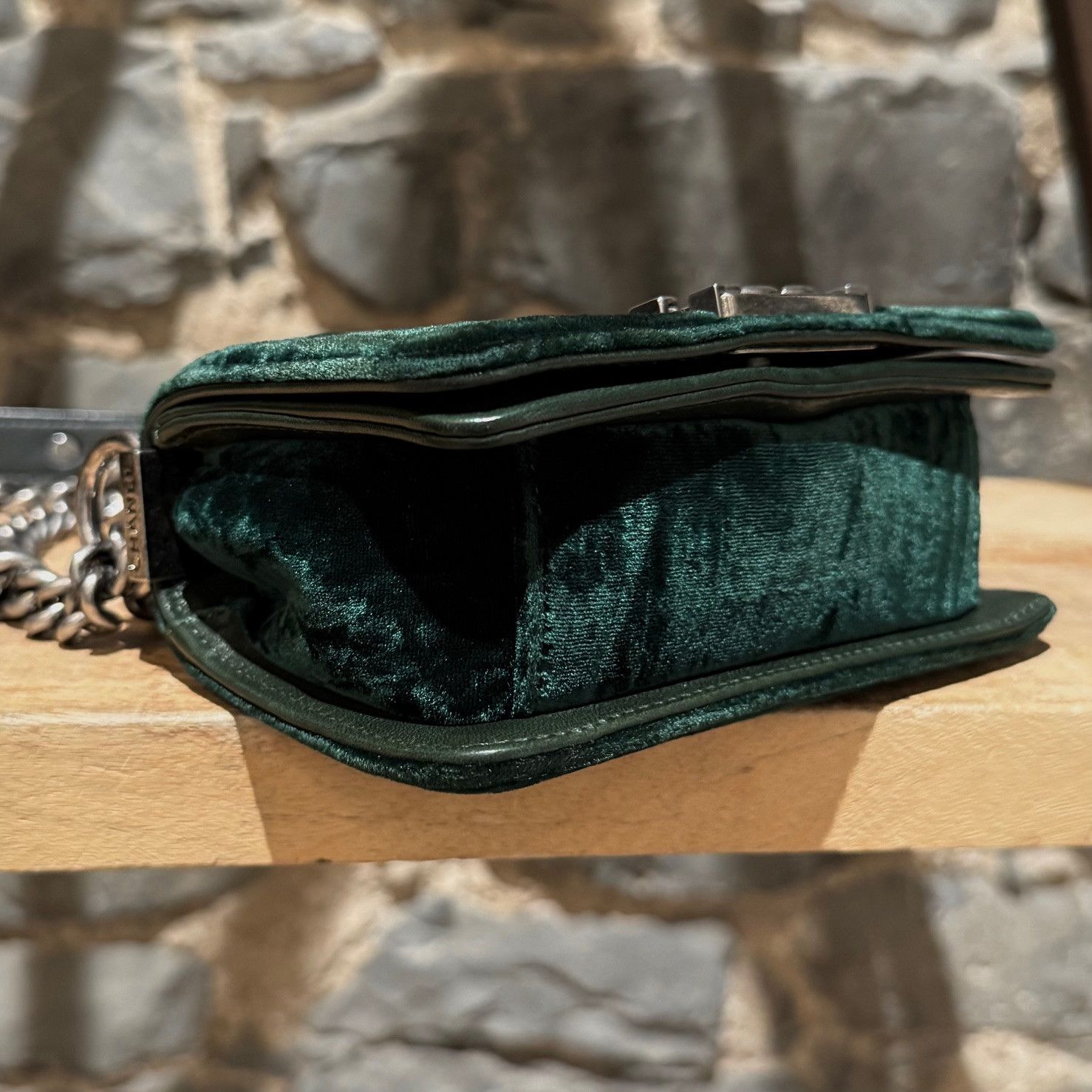 Chanel Chanel Forest Green Crushed Velvet Mini Boy Bag Size ONE SIZE - 13 Thumbnail