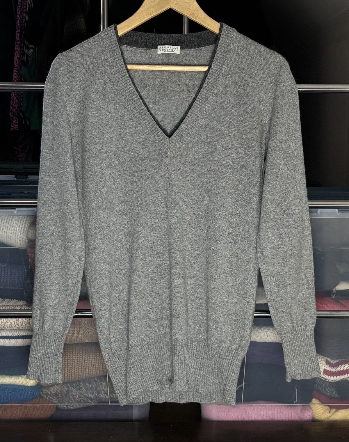 Brunello Cucinelli Brunello Cucinelli Cashmere V Neck Sweater Pullover Size US XL / EU 56 / 4 - 1 Thumbnail
