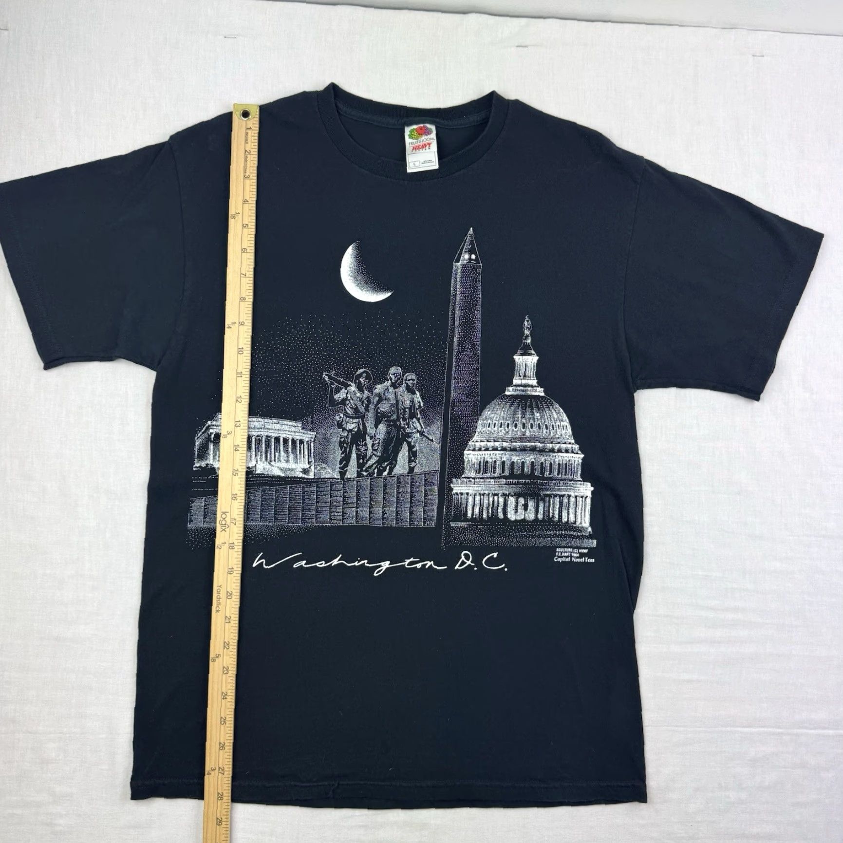 Fruit Of The Loom Vintage Washington DC T Shirt Adult Large Black Novel Tees Capitol Monument Y2K Size US L / EU 52-54 / 3 - 4 Thumbnail