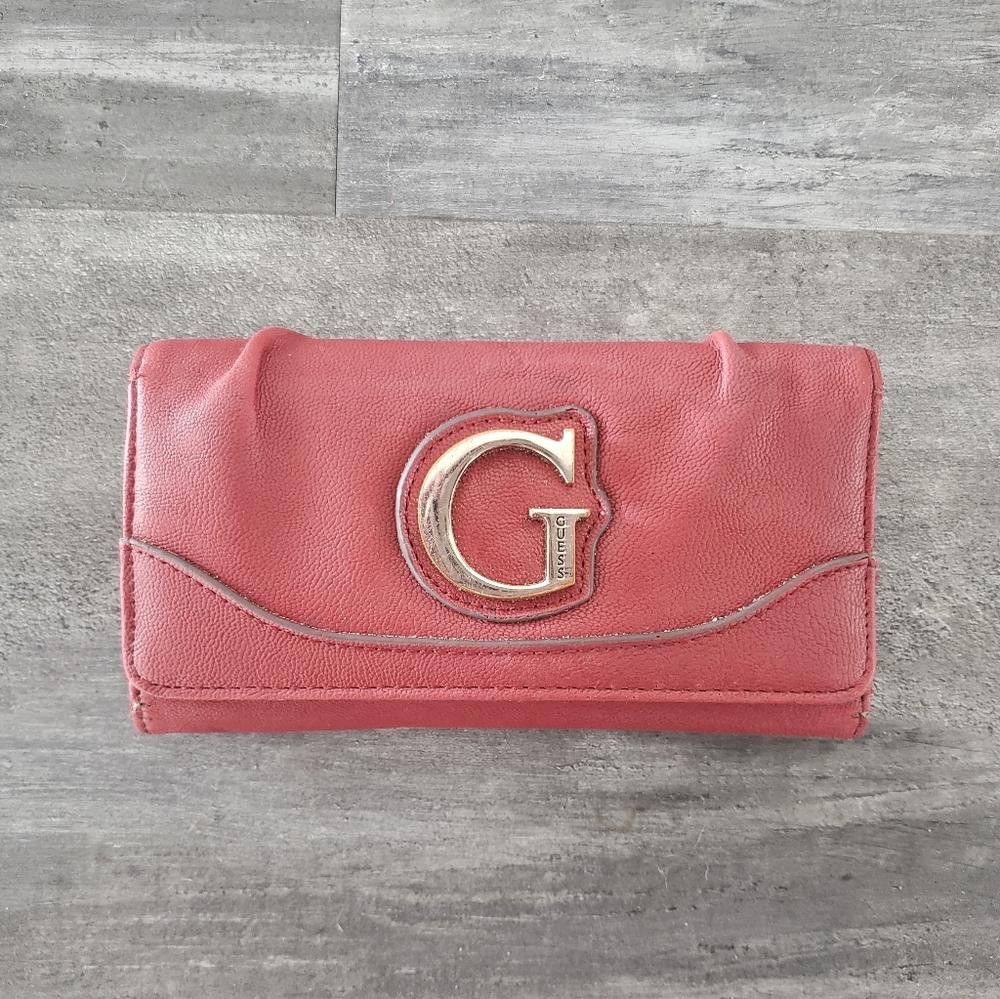 Guess Red Faux Leather Guess Detailed Wallet Size ONE SIZE - 1 Thumbnail