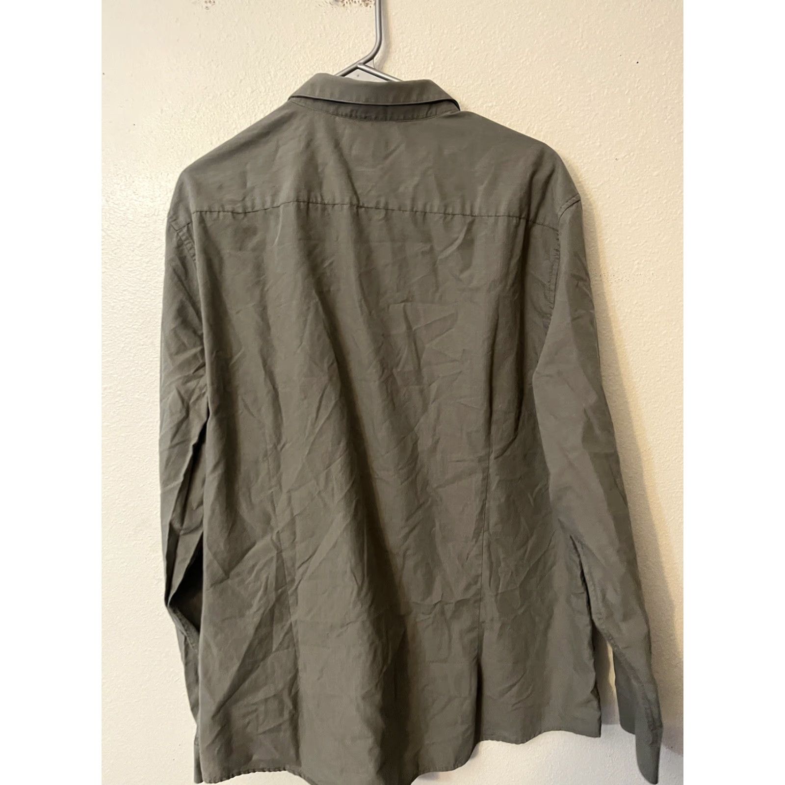 H&M H&M Button-Up Dress Shirt Long-Sleeve Gray Slim Fit XXL Size Men Casual Solid Shirt Size 48R - 3 Thumbnail